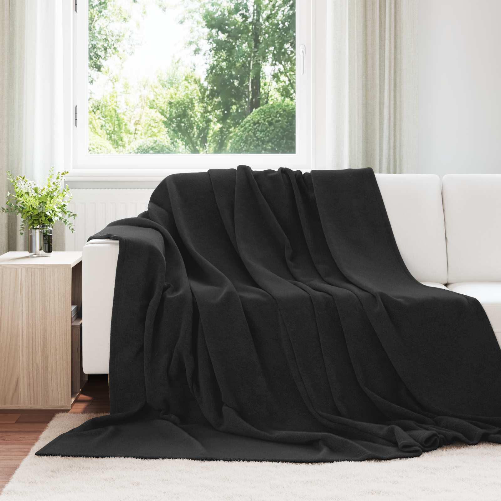 vidaXL Wohndecken 6 pcs Schwarz 220 x 240 cm Fleece
