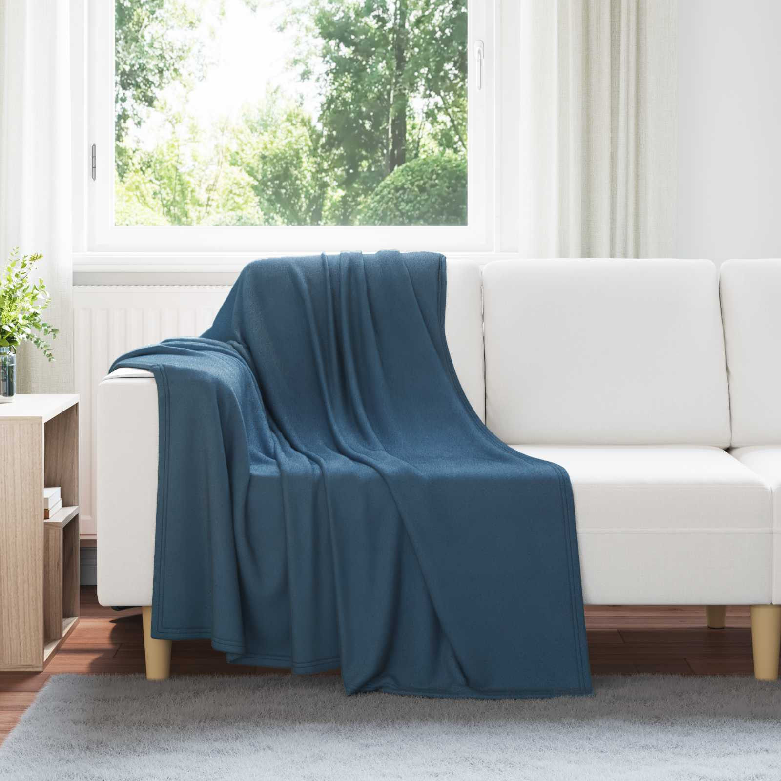 vidaXL Überwurfdecke Marineblau 170 x 130 cm Fleece