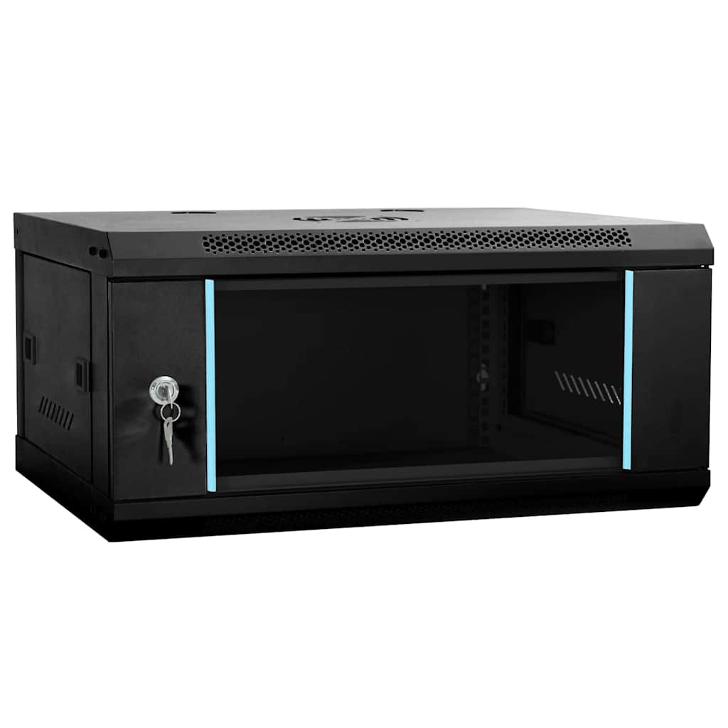 vidaXL Netzwerkschrank mit Speicher Schwarz 60 x 35 x 28 cm Stahl