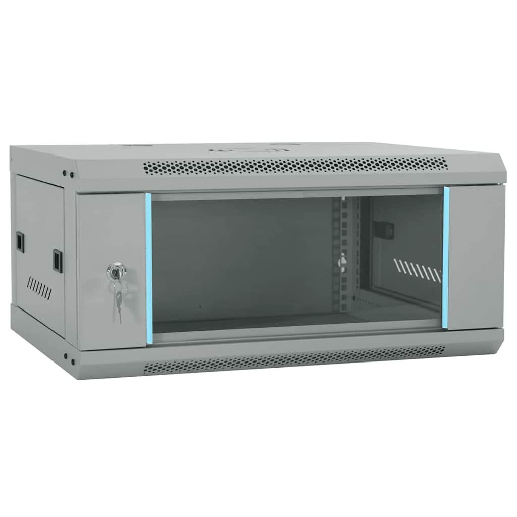 vidaXL Netzwerkschrank mit Speicher Grau 60 x 35 x 28 cm Stahl
