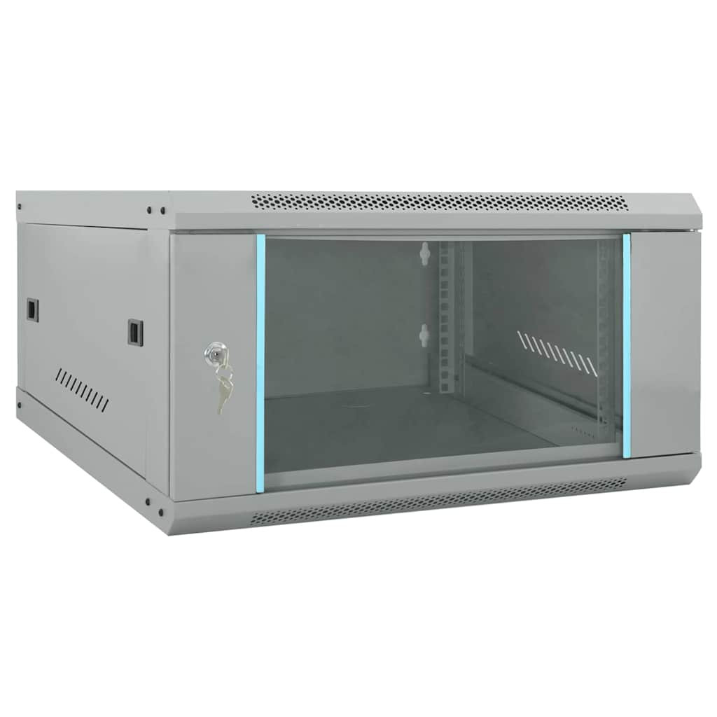 vidaXL Netzwerkschrank mit Speicher Grau 60 x 60 x 35 cm Stahl