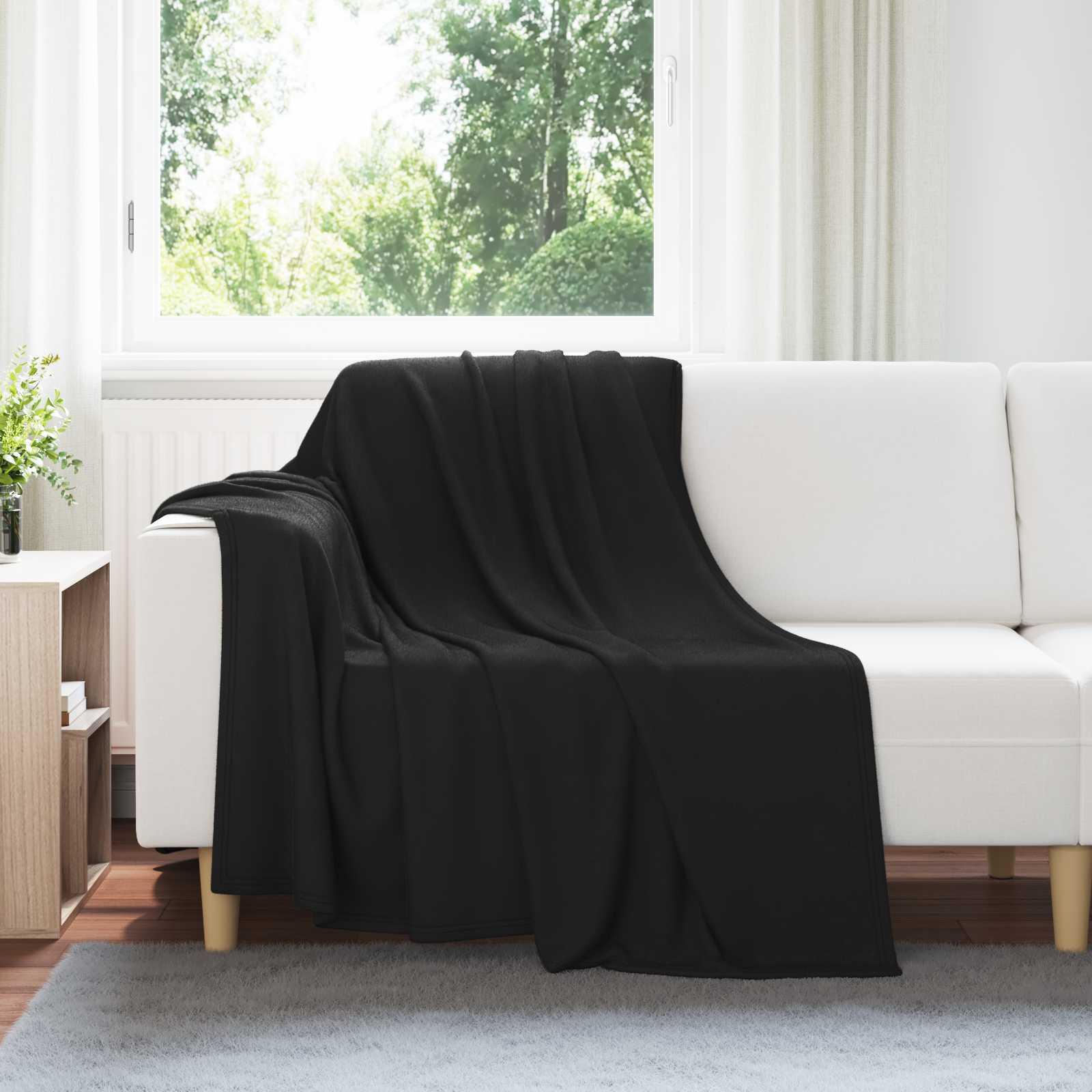 vidaXL Überwurfdecke Schwarz 200 x 150 cm Fleece