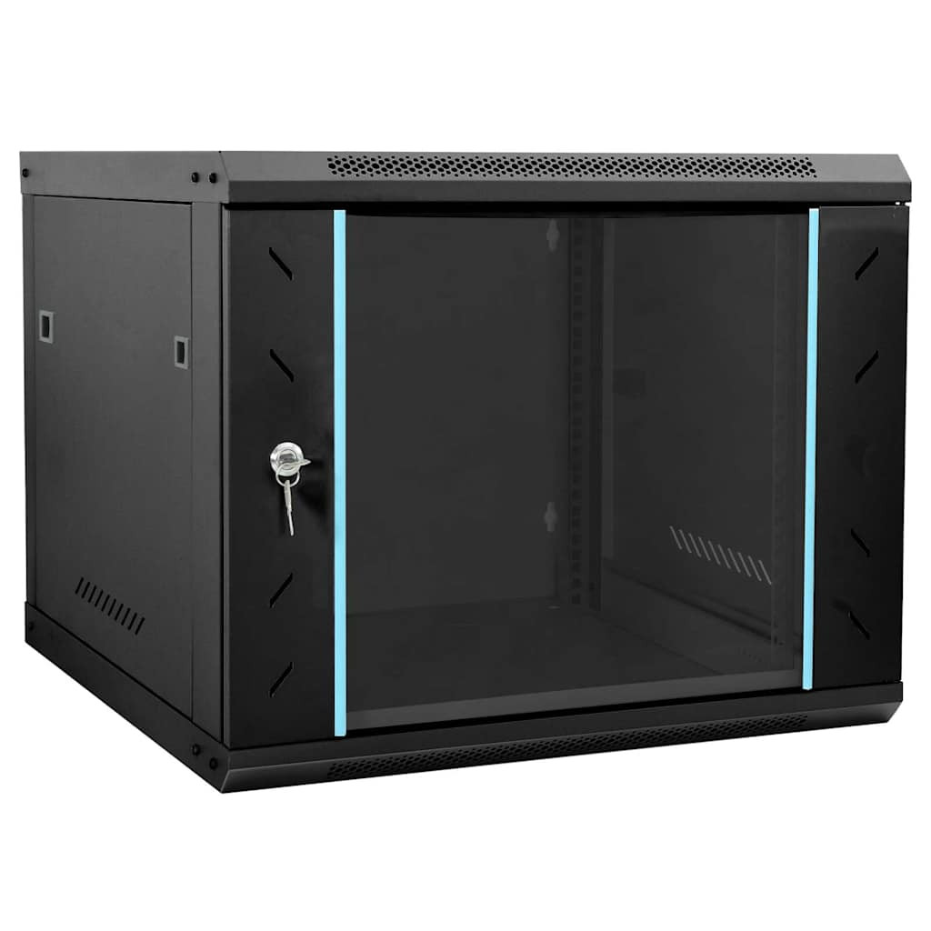 vidaXL Netzwerkschrank mit Speicher Schwarz 60 x 60 x 50 cm Stahl