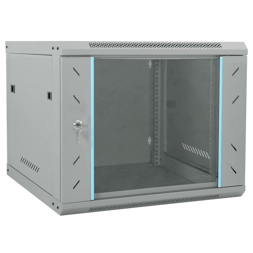 vidaXL Netzwerkschrank mit Speicher Grau 60 x 60 x 50 cm Stahl