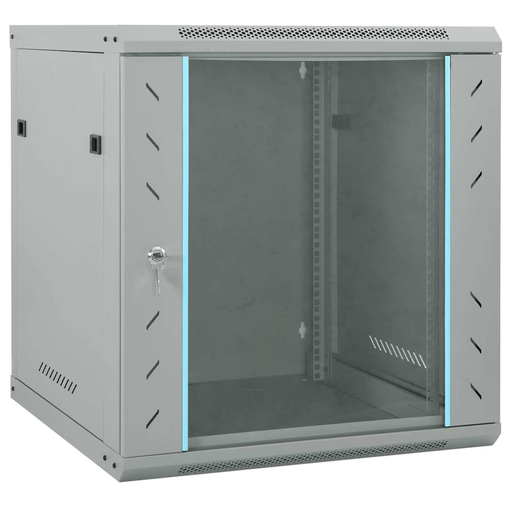 vidaXL Netzwerkschrank mit Speicher Grau 60 x 60 x 65 cm Stahl