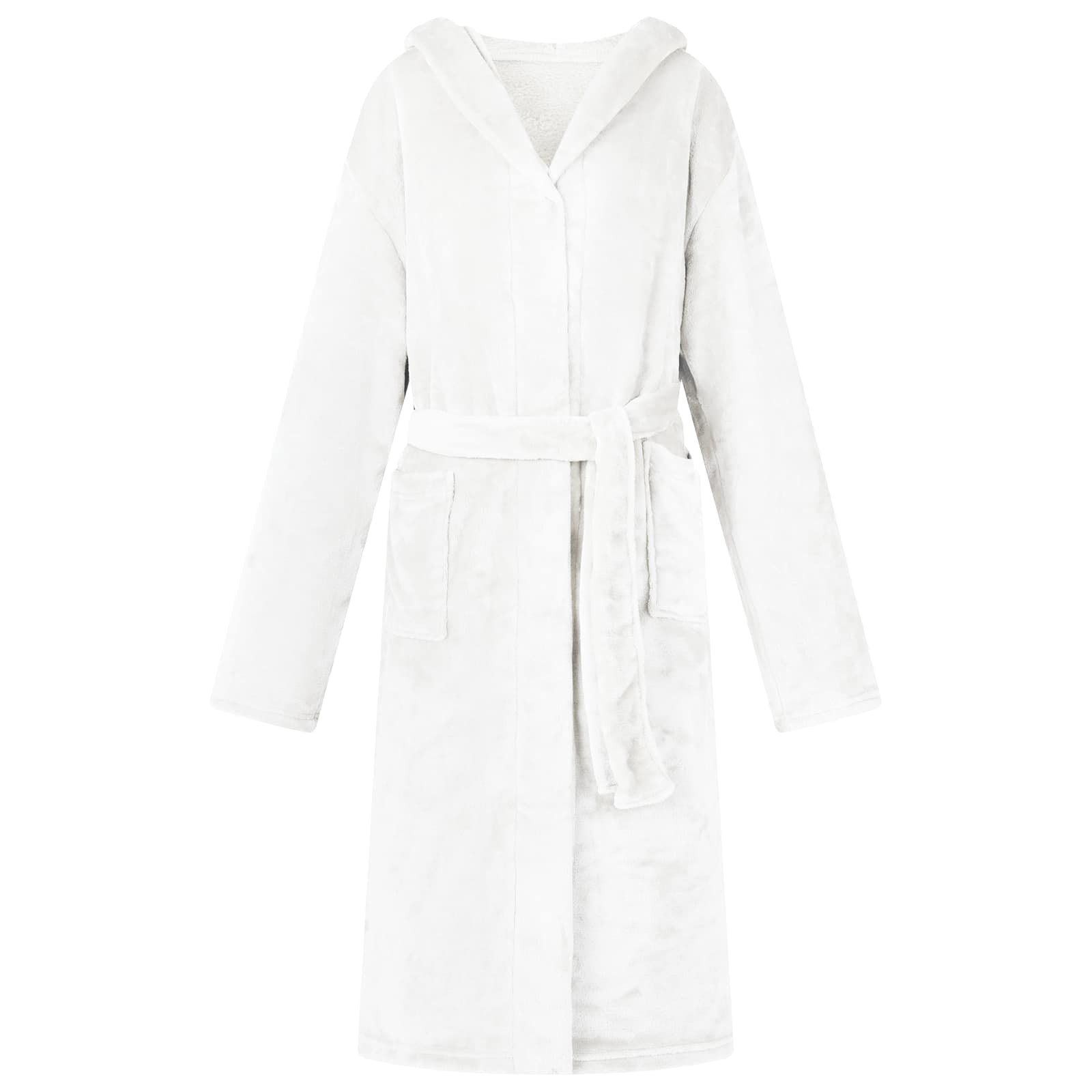 vidaXL Bademantel Hoodie Weiß L Flanell