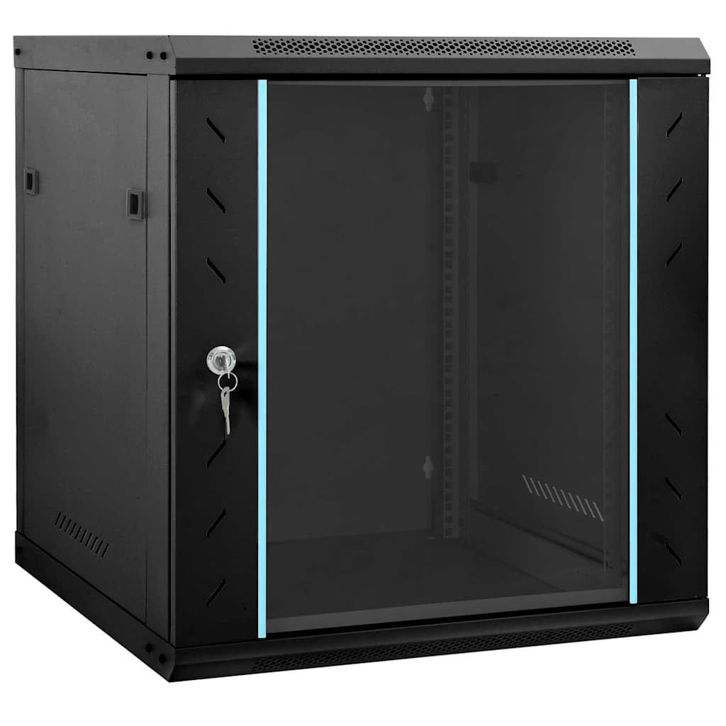 vidaXL Netzwerkschrank mit Speicher Schwarz 60 x 45 x 65 cm Stahl