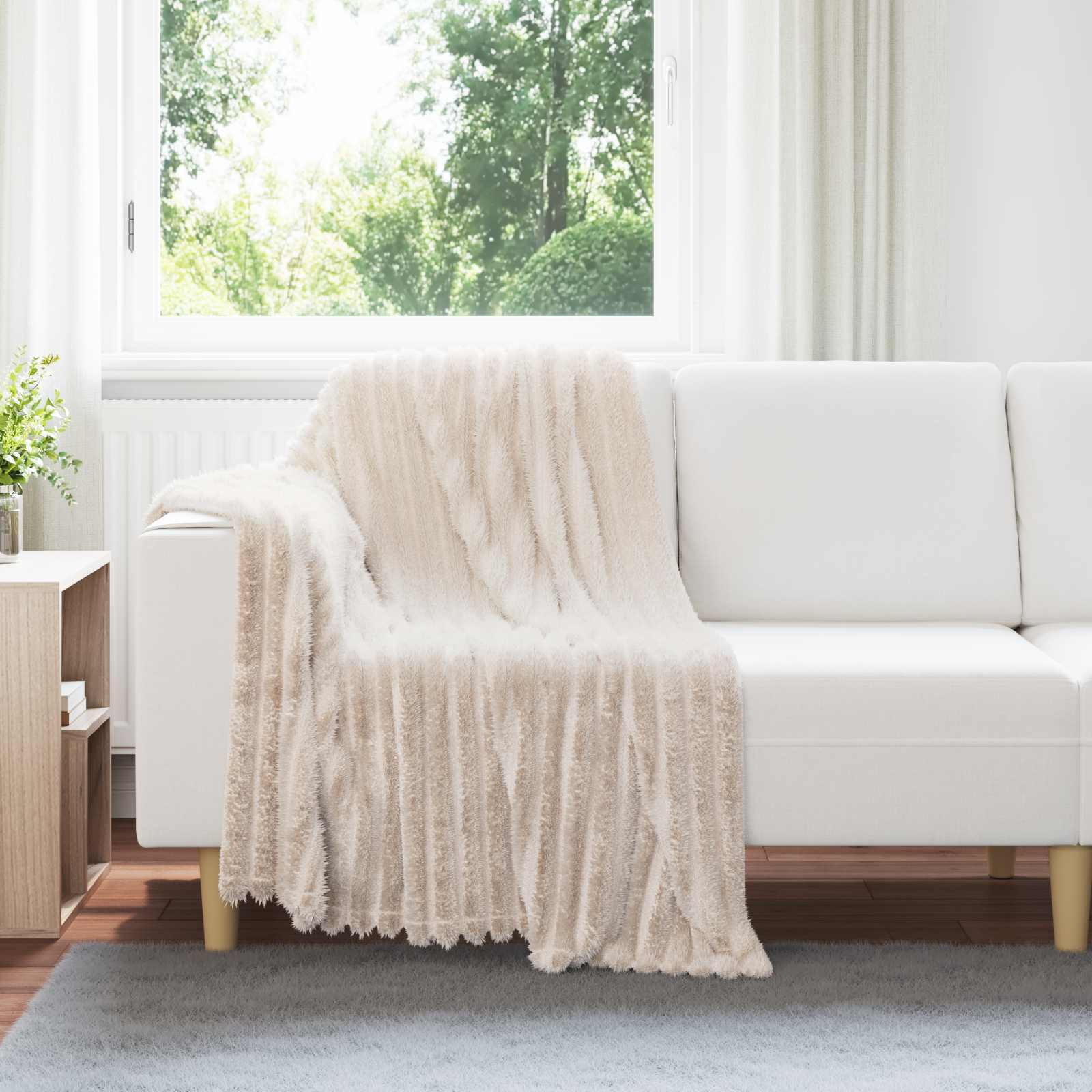 vidaXL Überwurfdecke Beige 150 x 130 cm Fleece