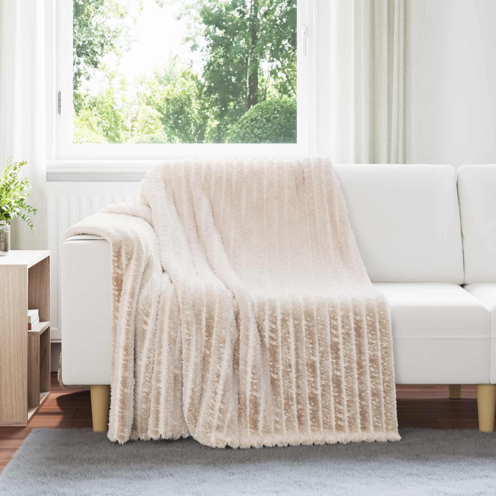 vidaXL Überwurfdecke Beige 200 x 150 cm Fleece