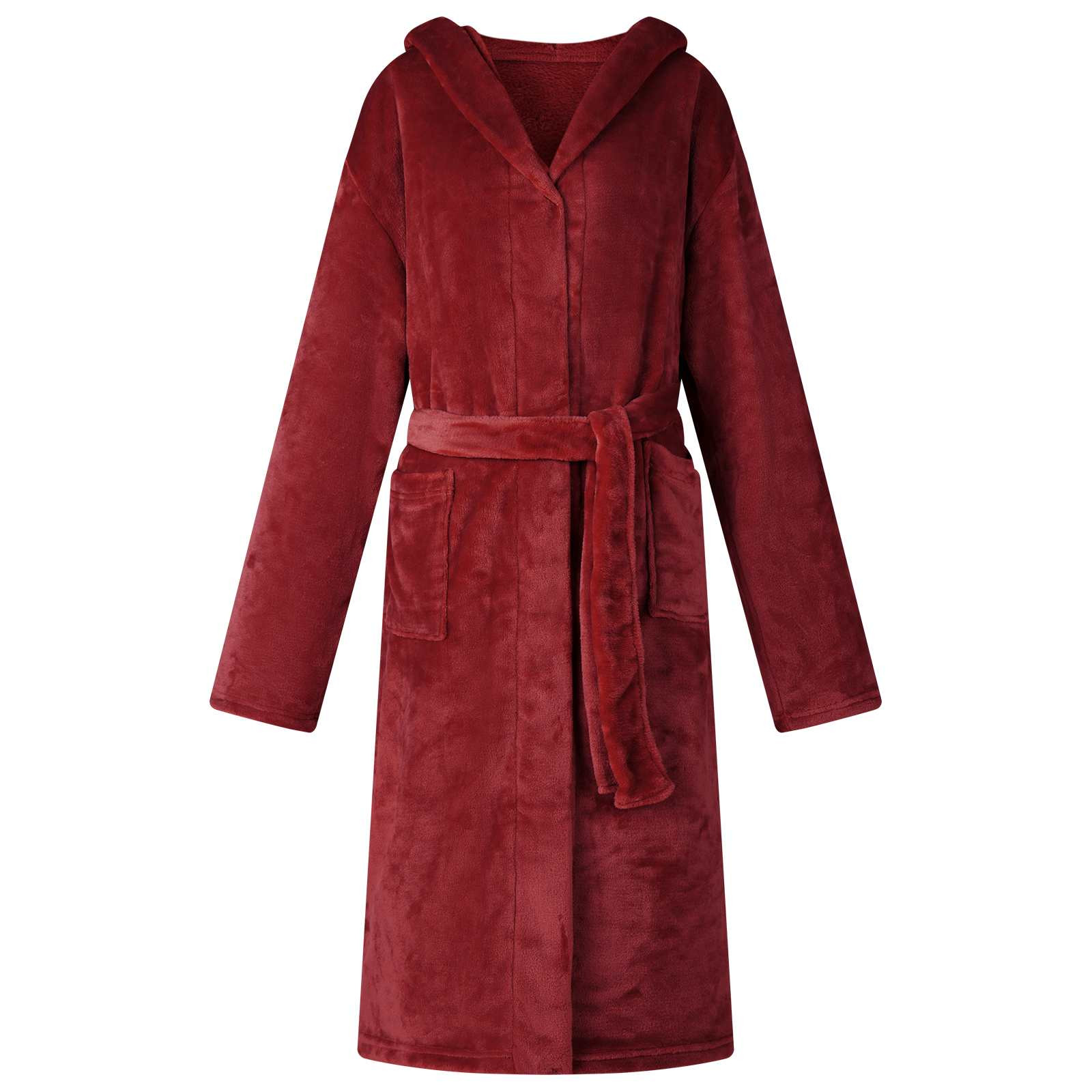 vidaXL Bademantel Hoodie Bordeauxrot S Flanell