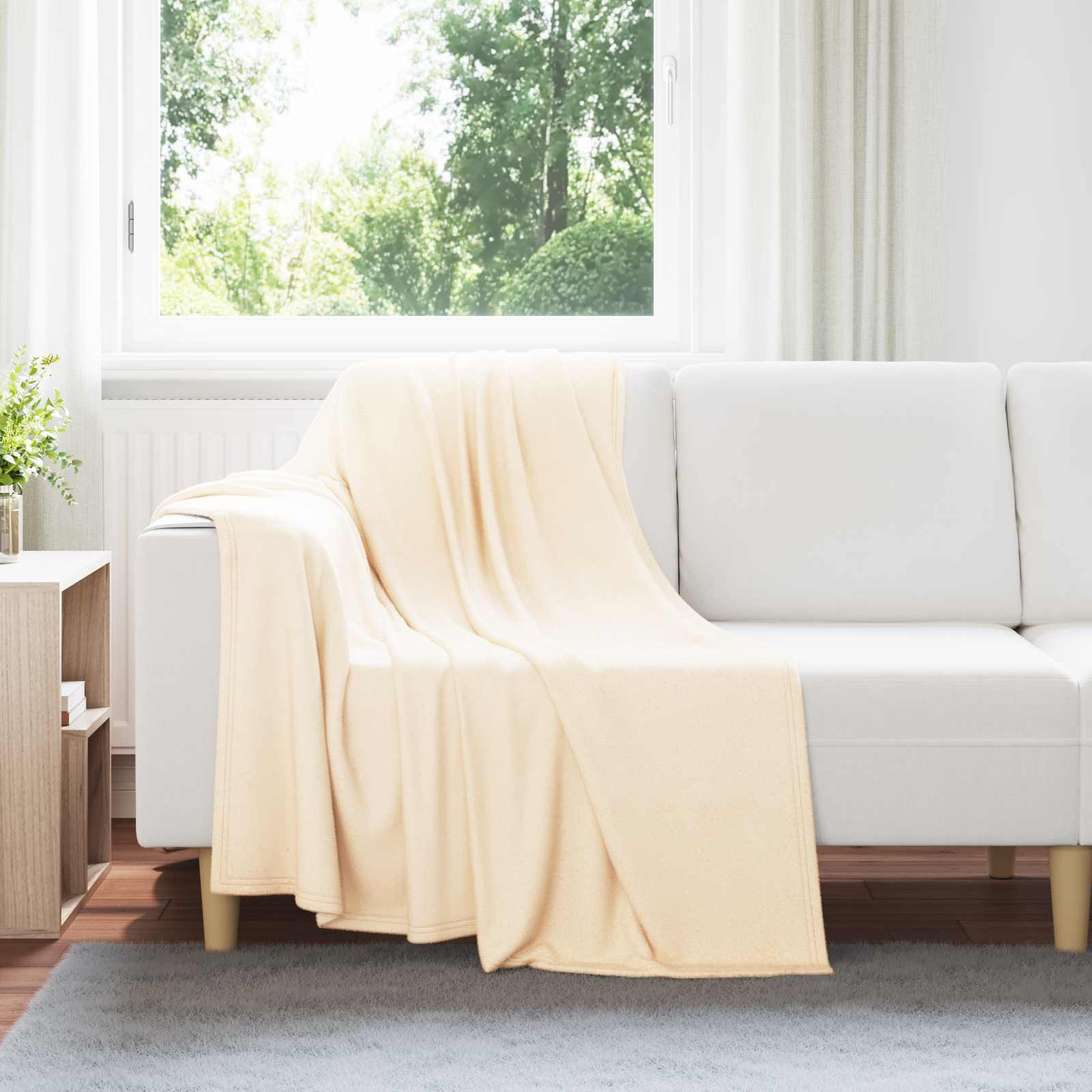 vidaXL Überwurfdecke Creme 170 x 130 cm Fleece