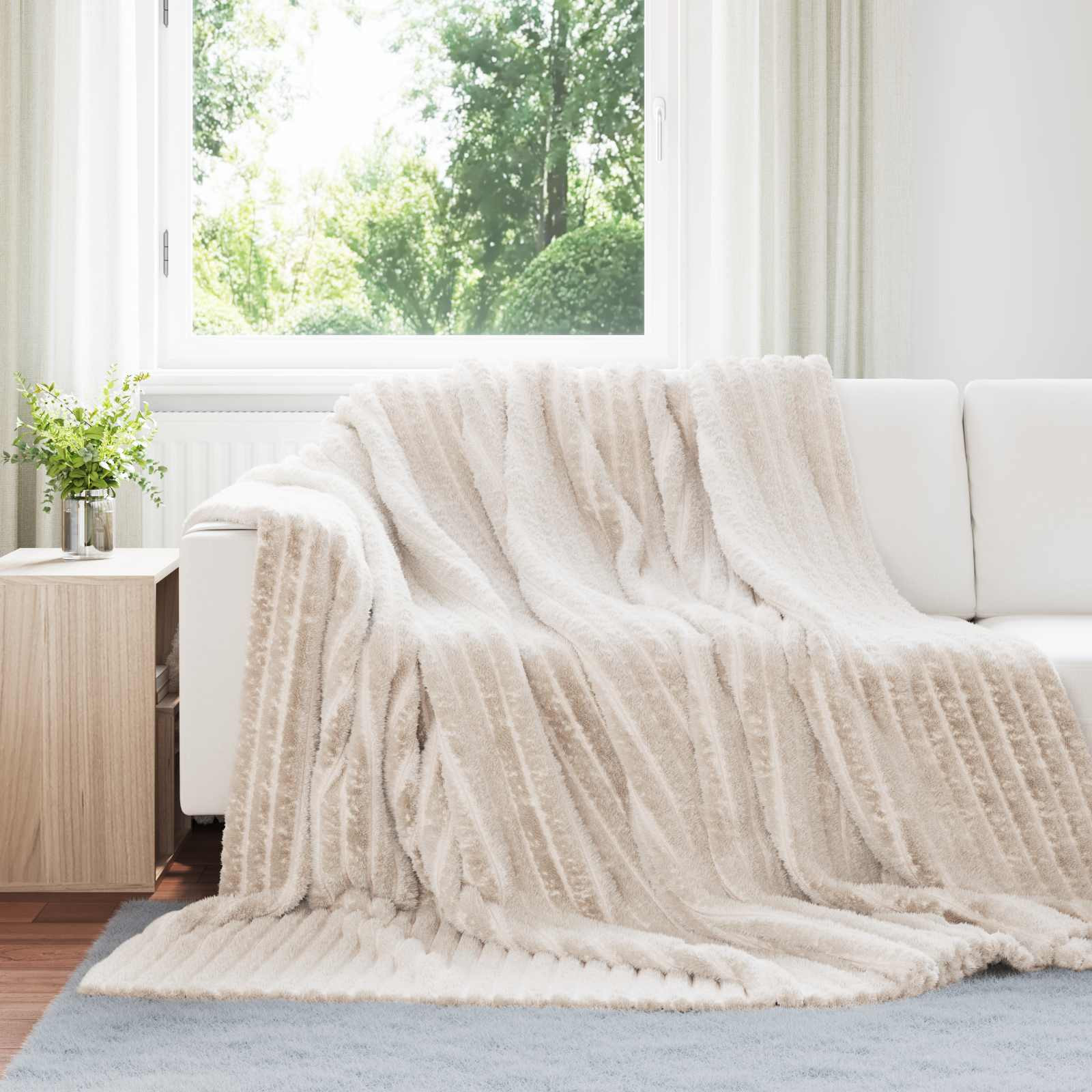 vidaXL Überwurfdecke Beige 240 x 220 cm Fleece
