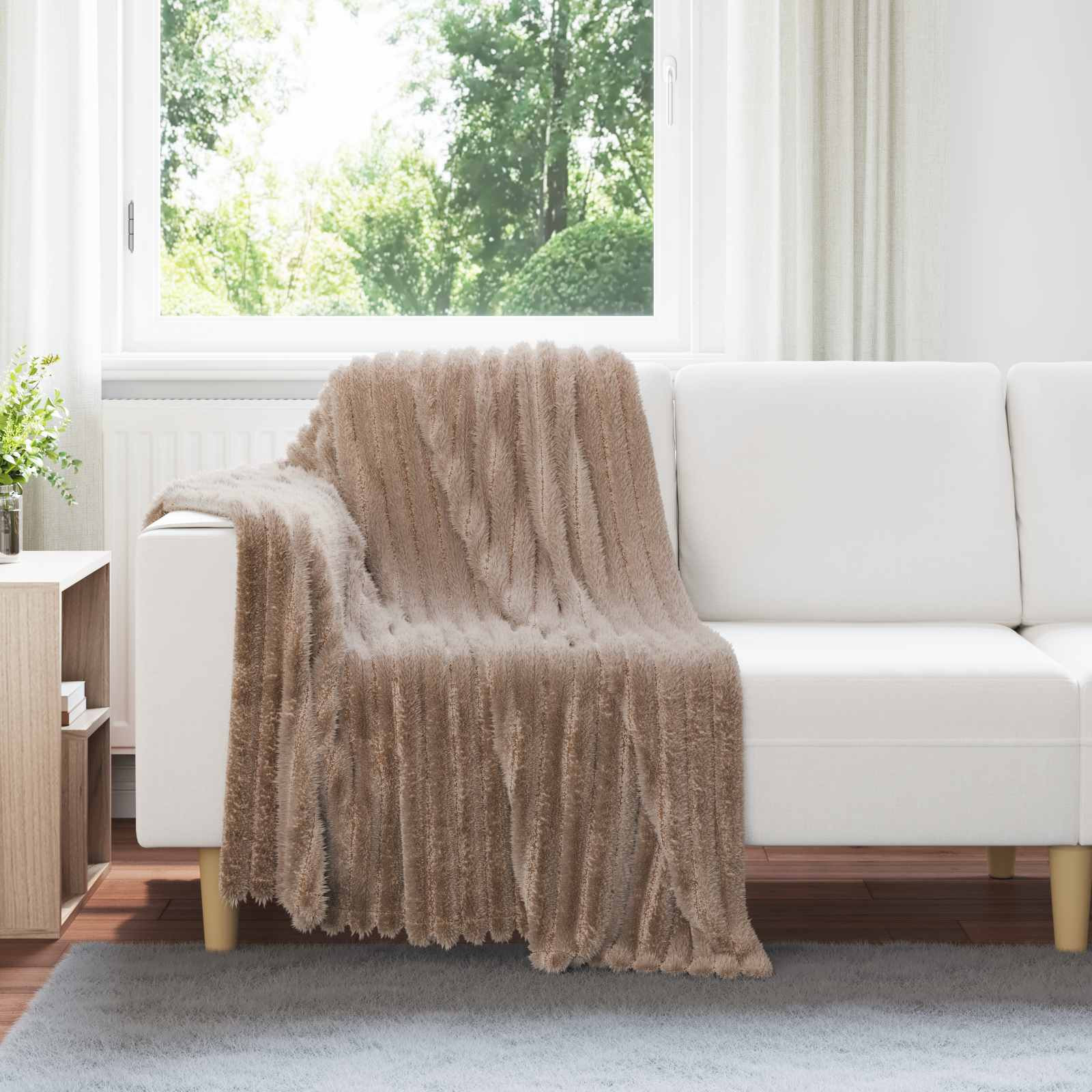 vidaXL Überwurfdecke Kamel 150 x 130 cm Fleece