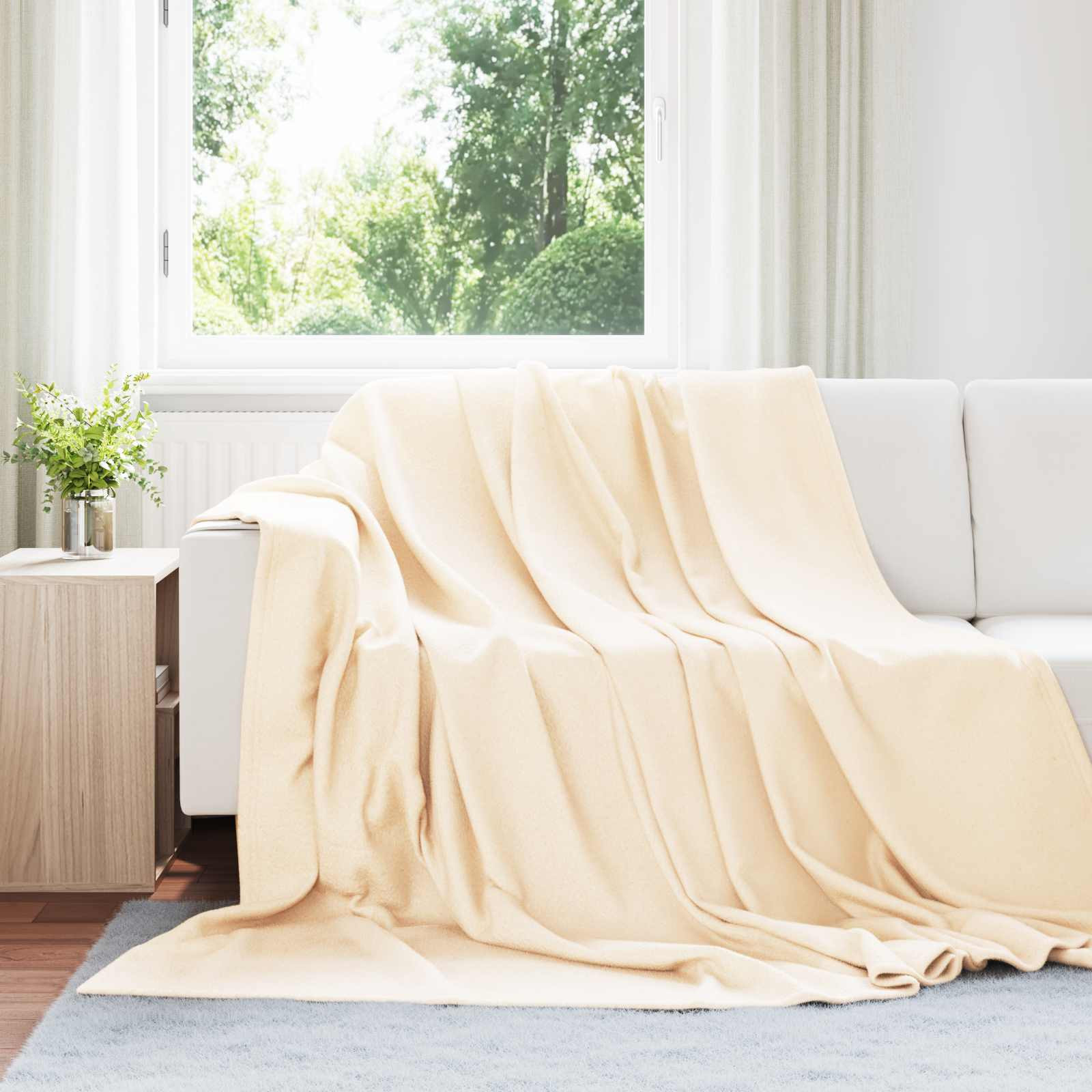 vidaXL Überwurfdecke Creme 240 x 220 cm Fleece