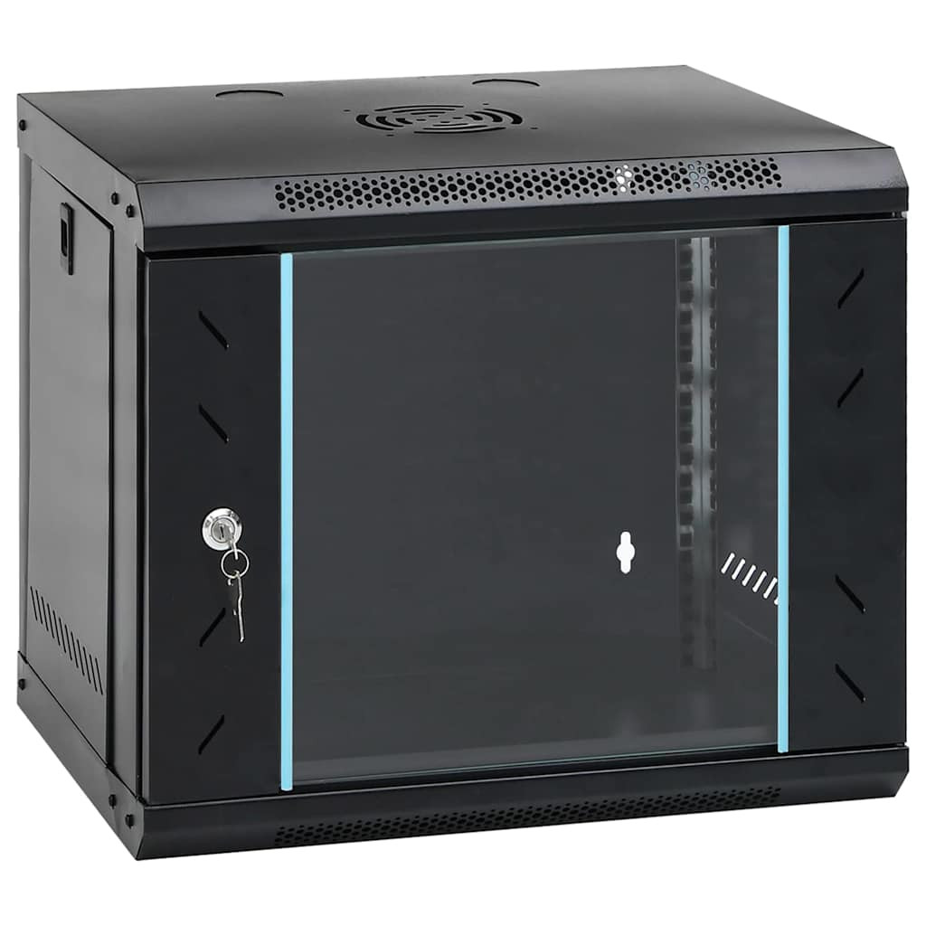vidaXL Netzwerkschrank mit Speicher Schwarz 53 x 45 x 45 cm Stahl