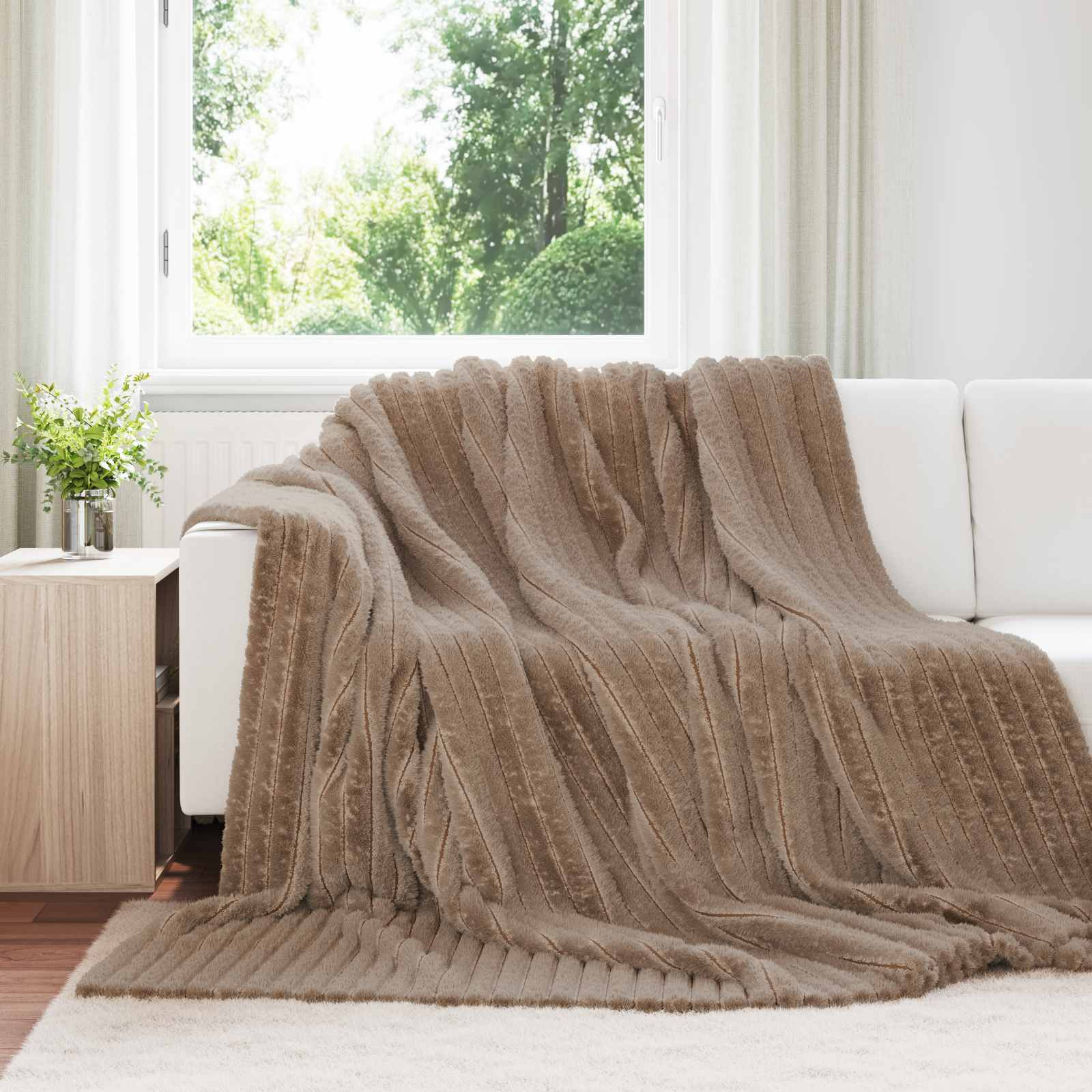 vidaXL Überwurfdecke Kamel 240 x 220 cm Fleece