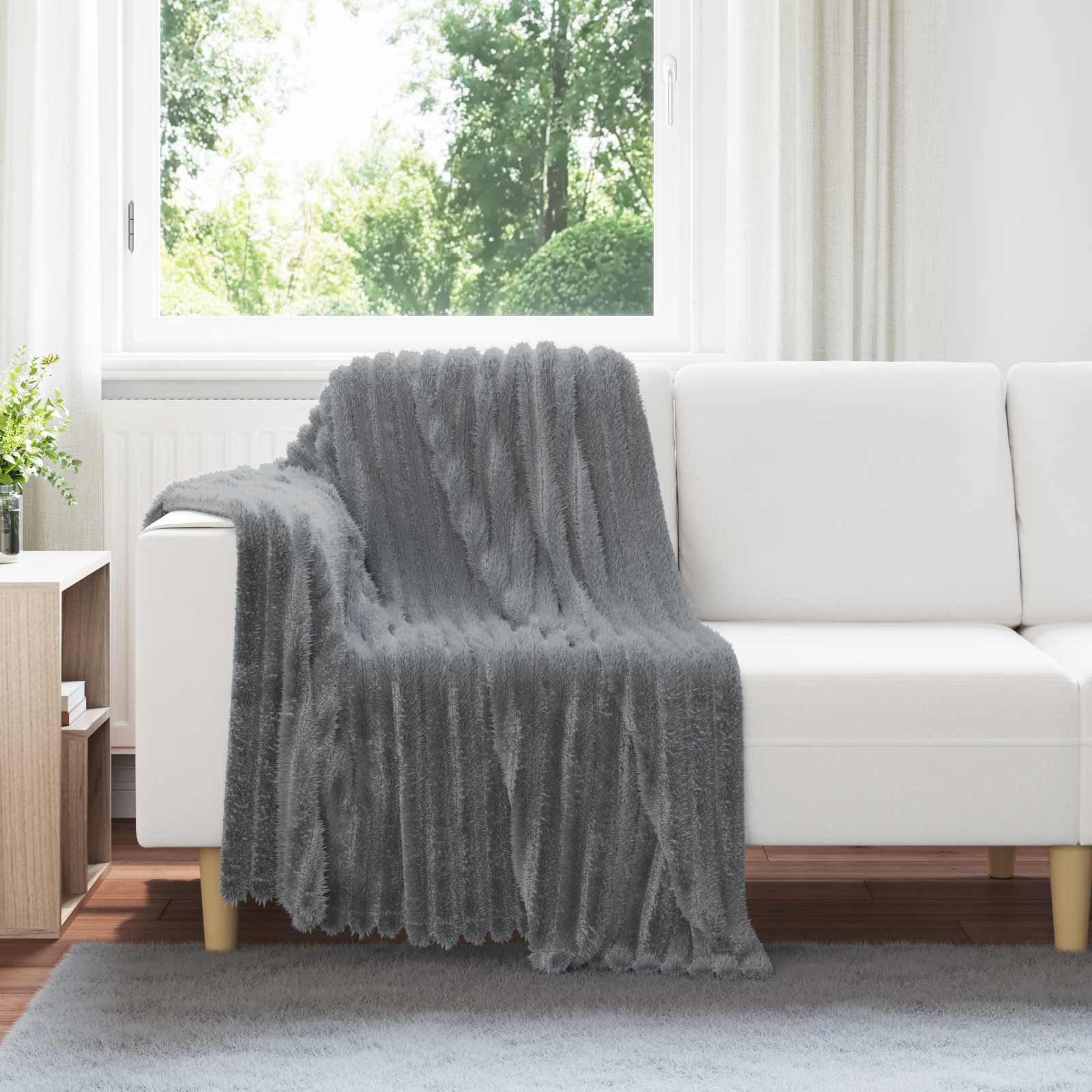 vidaXL Überwurfdecke Dunkelgrau 150 x 130 cm Fleece