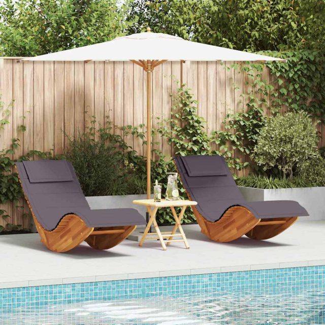vidaXL Sonnenliege mit Kissen 2-Person 2 pcs Braun Massivholz Akazie