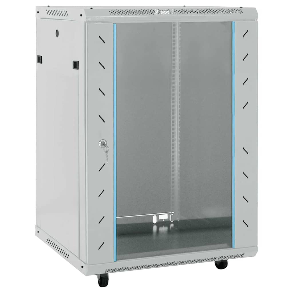 vidaXL Netzwerkschrank mit Speicher Grau 60 x 60 x 80 cm Stahl