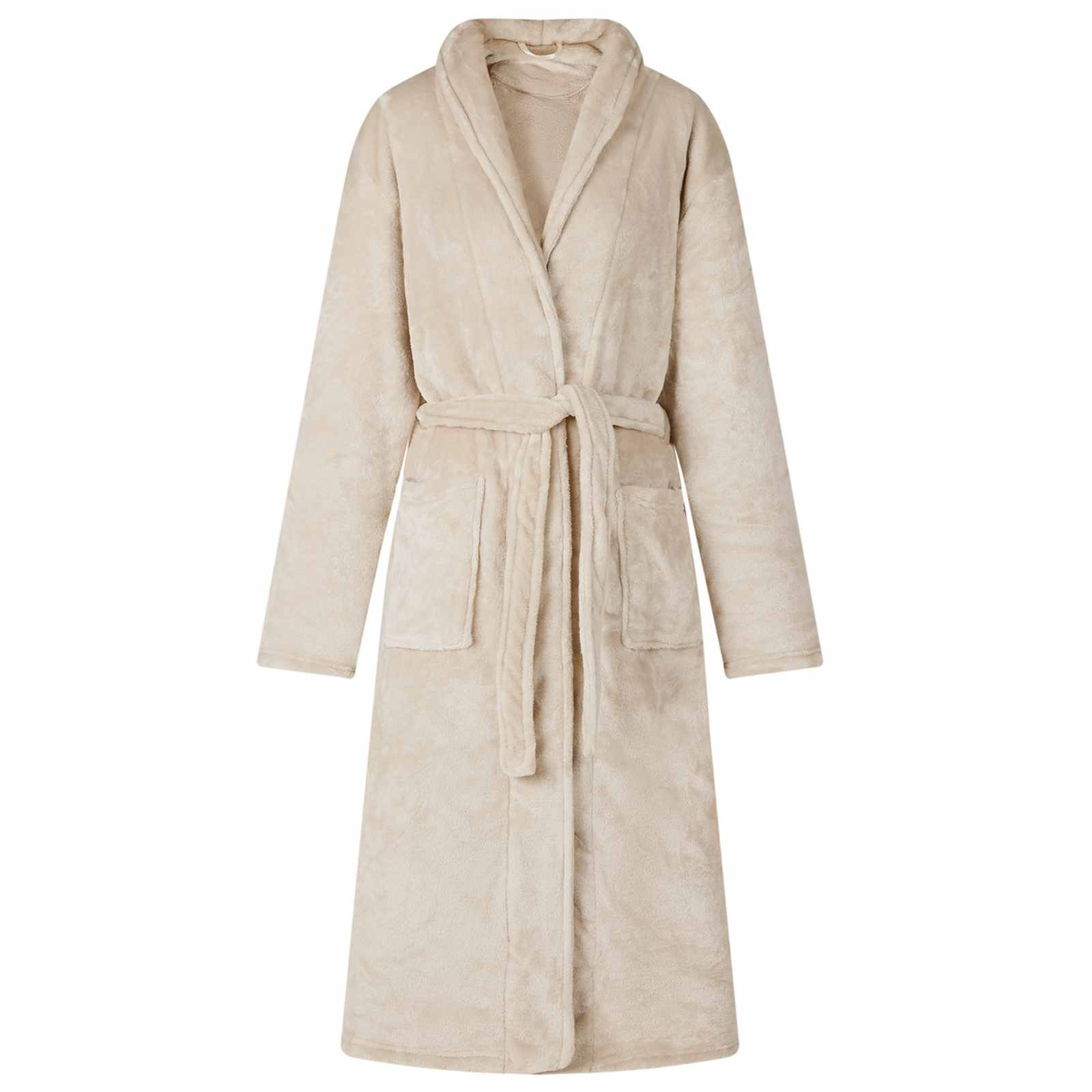 vidaXL Bademantel ohne Kapuze Beige L Flanell