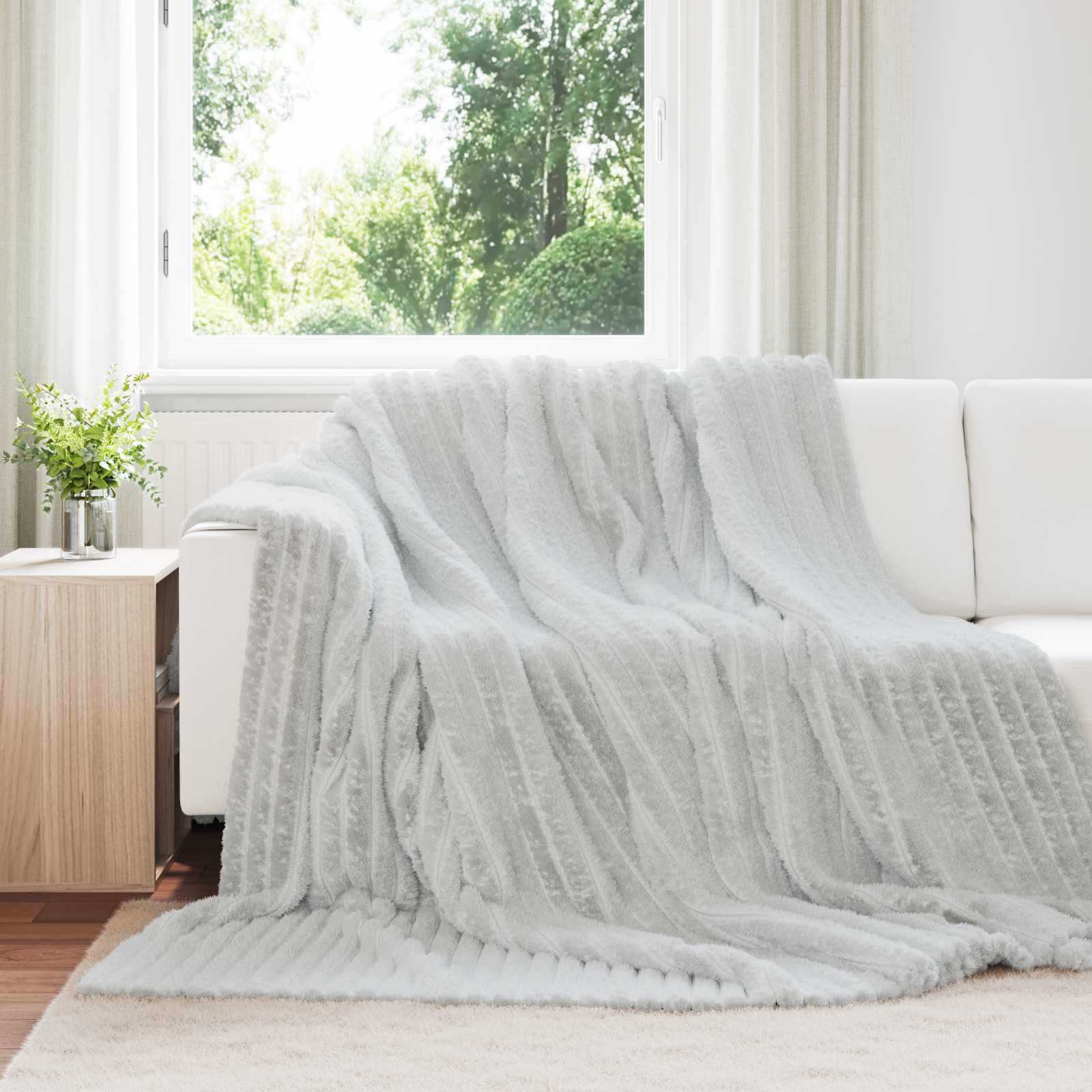 vidaXL Überwurfdecke Grau 240 x 220 cm Fleece