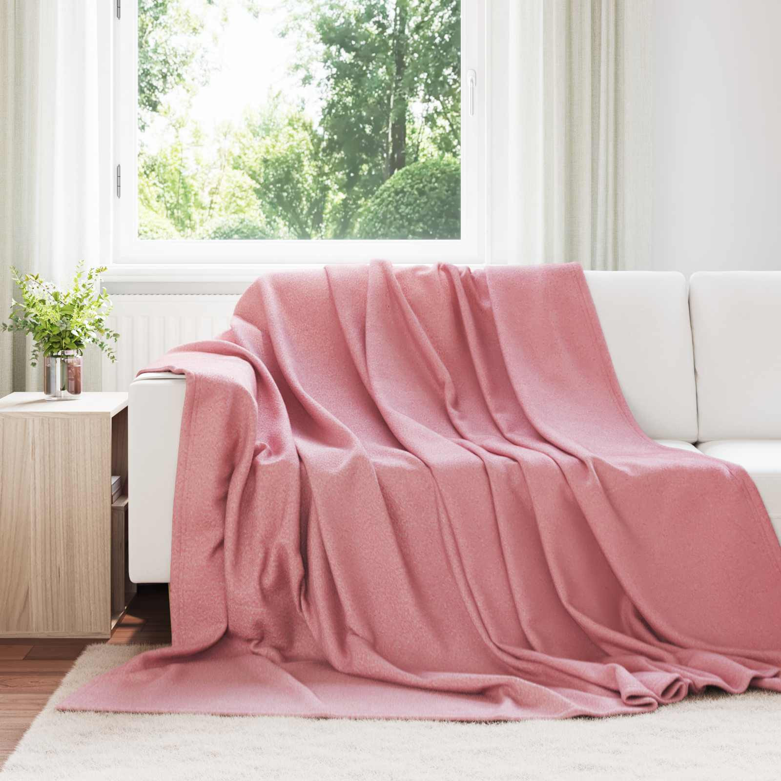 vidaXL Überwurfdecke Rosa 270 x 240 cm Fleece