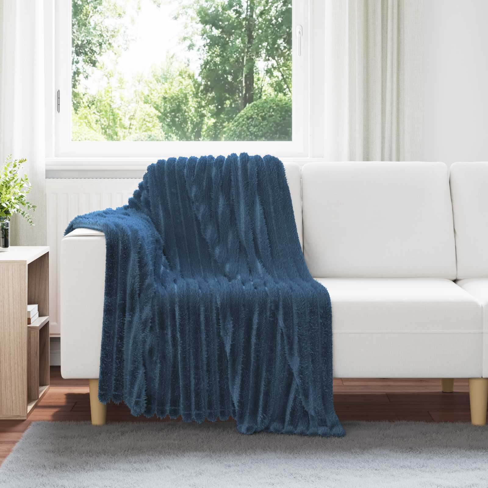 vidaXL Überwurfdecke Marineblau 150 x 130 cm Fleece