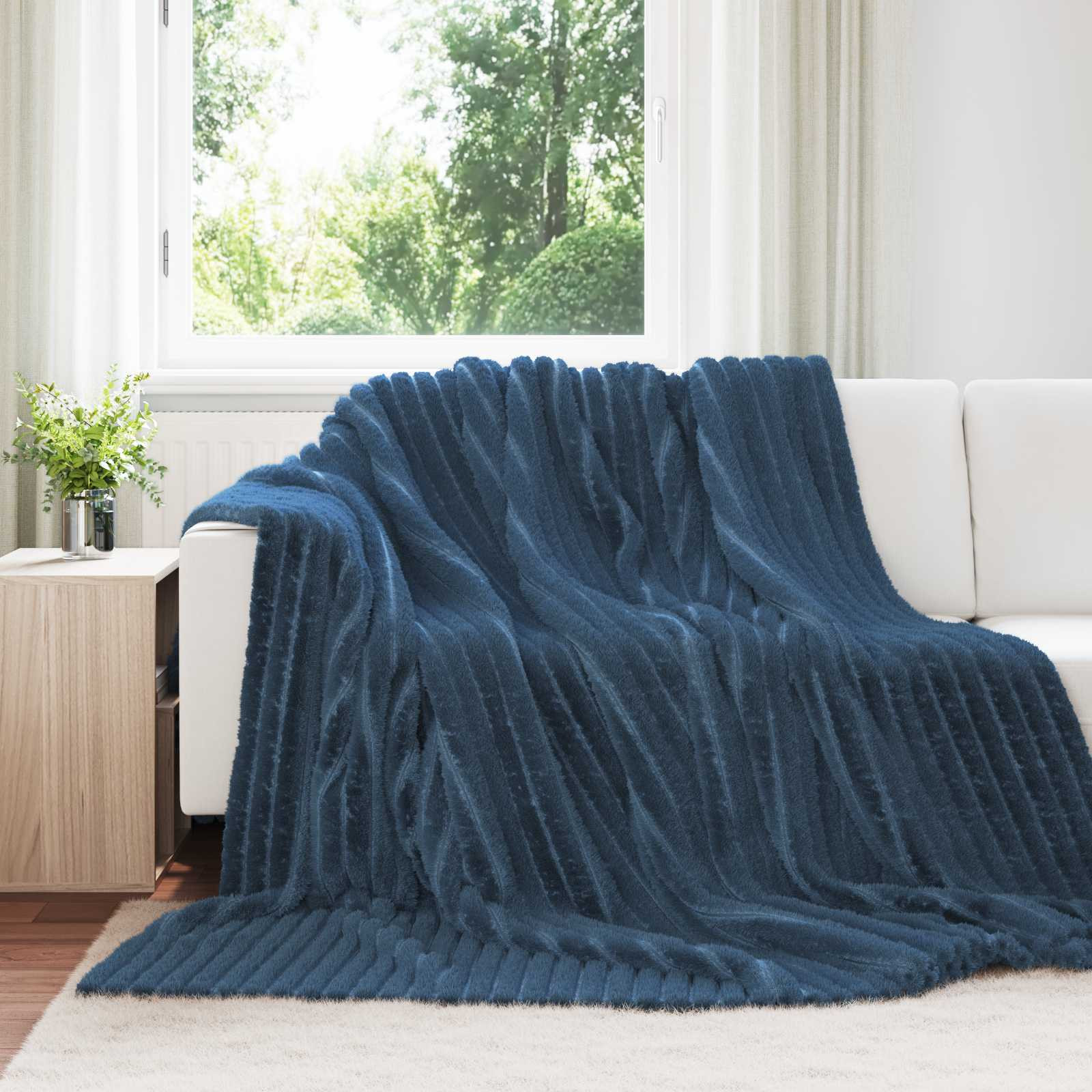 vidaXL Überwurfdecke Marineblau 240 x 220 cm Fleece