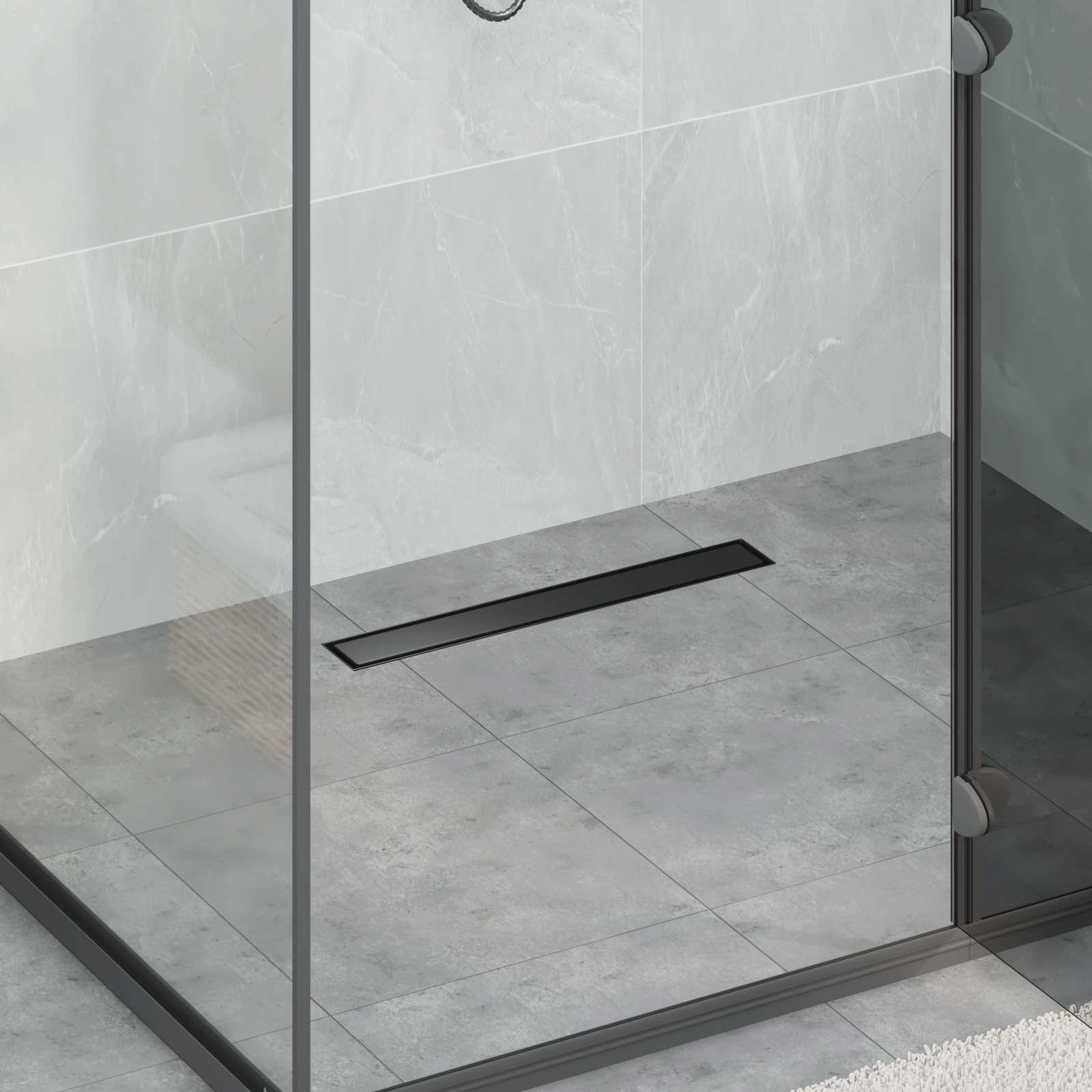 vidaXL Duschablauf 2-in-1 mit 360° Siphon Schwarz 50 cm Edelstahl 304