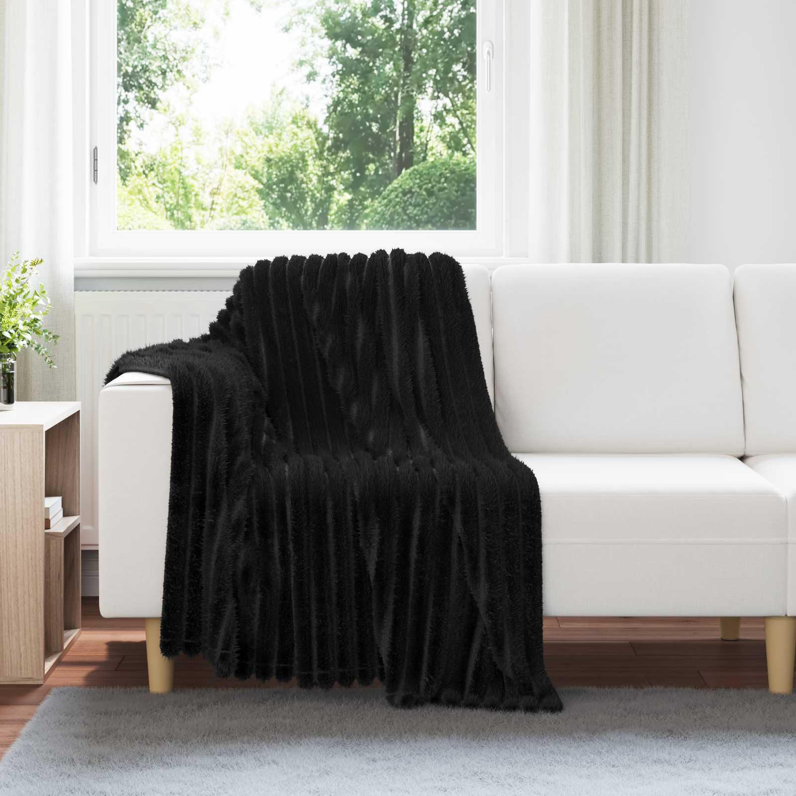vidaXL Überwurfdecke Schwarz 150 x 130 cm Fleece