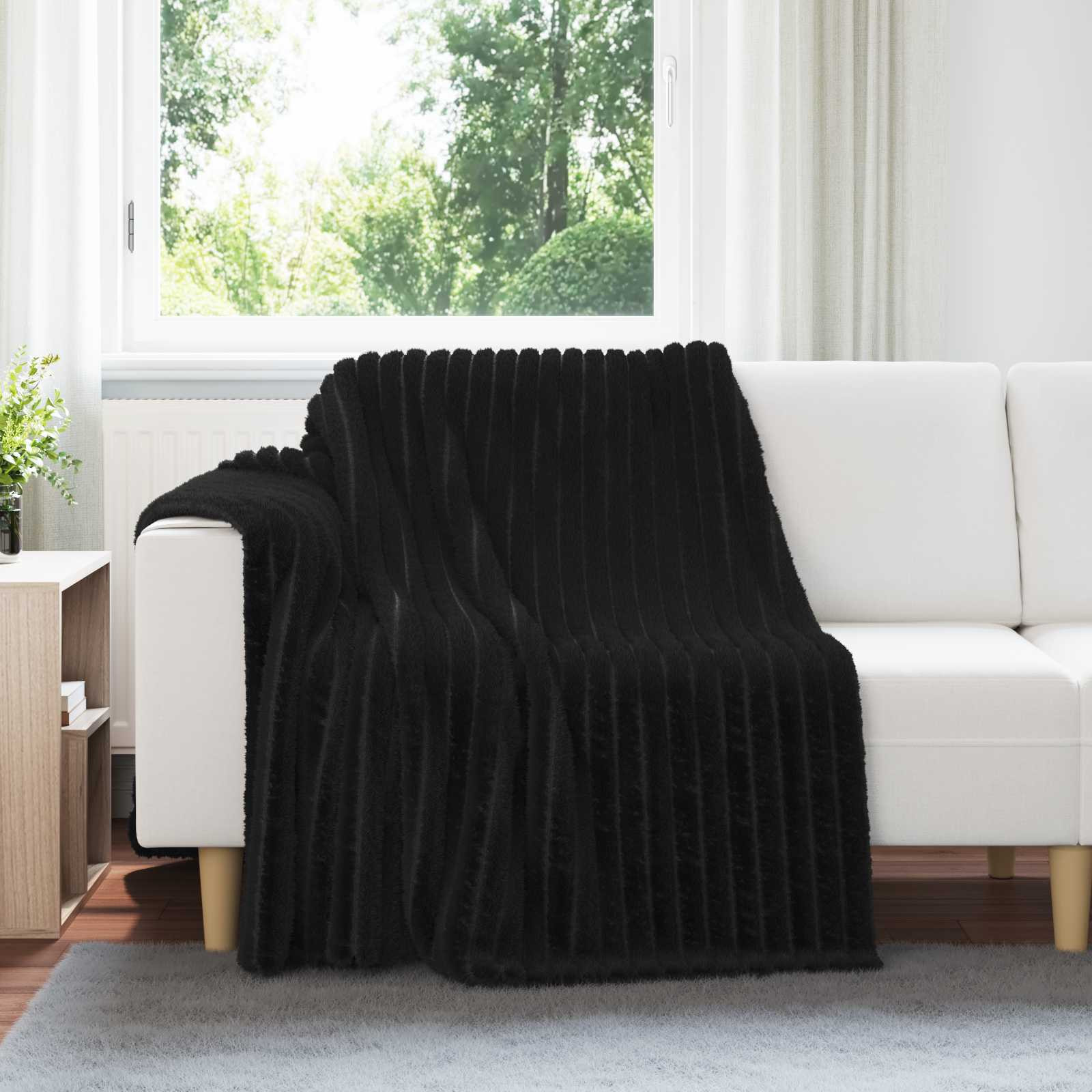 vidaXL Überwurfdecke Schwarz 200 x 150 cm Fleece