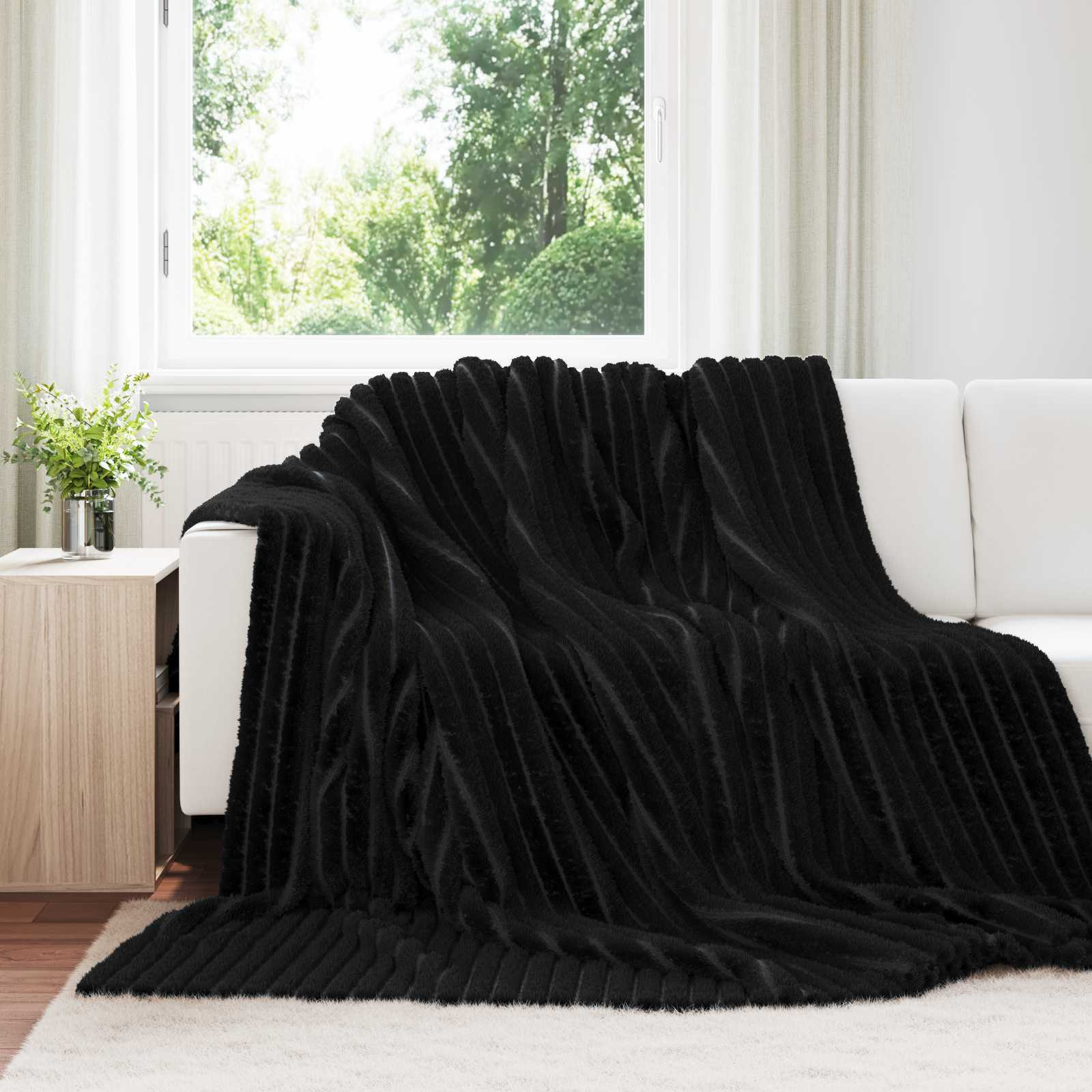 vidaXL Überwurfdecke Schwarz 240 x 220 cm Fleece