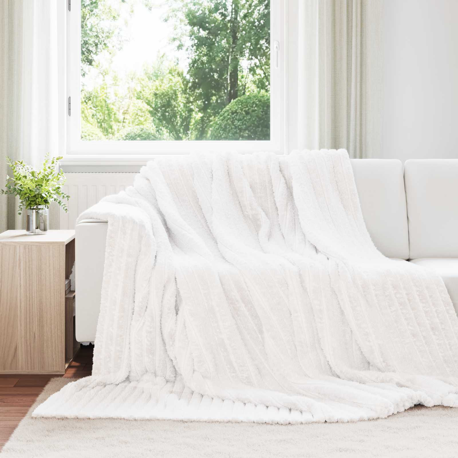 vidaXL Überwurfdecke Weiß 240 x 220 cm Fleece