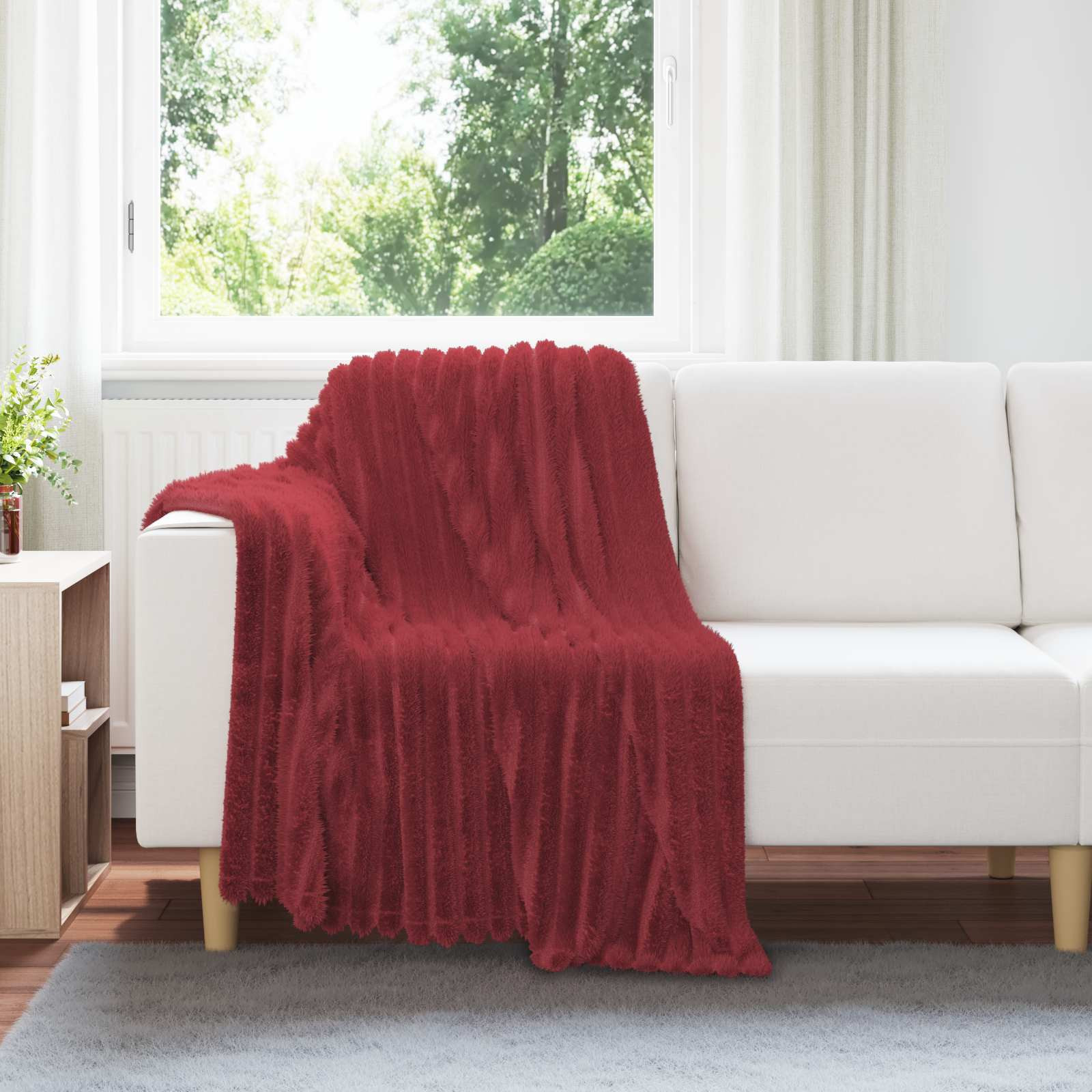 vidaXL Überwurfdecke Bordeauxrot 150 x 130 cm Fleece