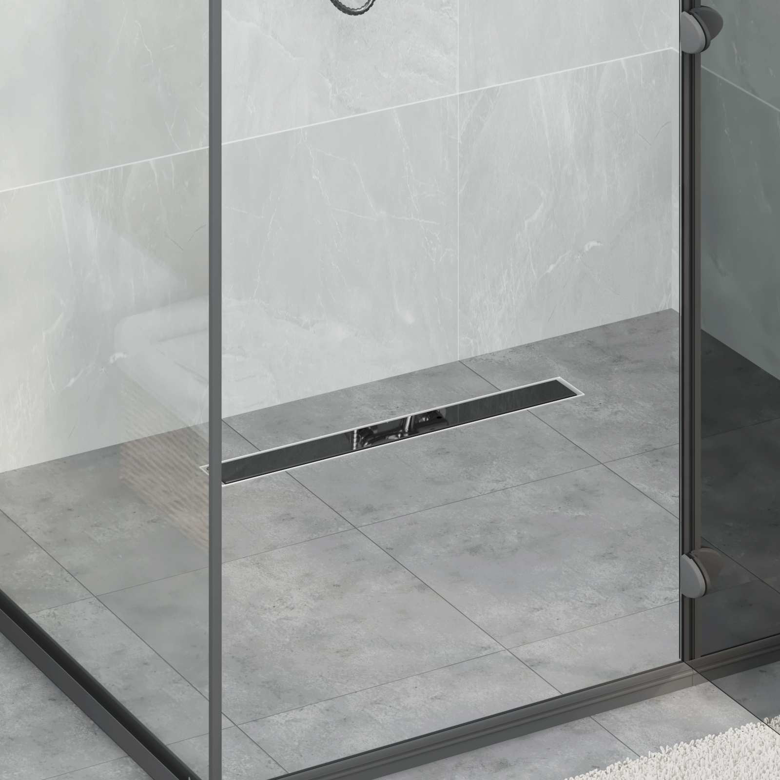 vidaXL Duschabfluss mit Glashülle und 360° Siphon Schwarz 60 cm