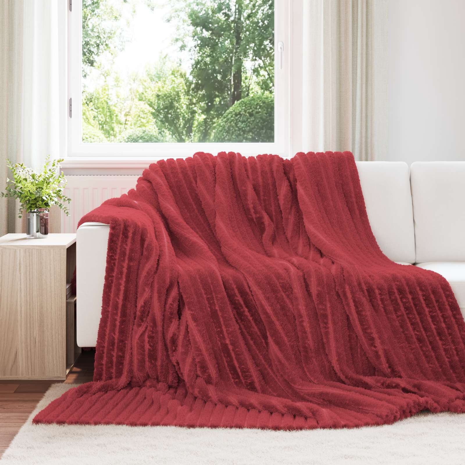 vidaXL Überwurfdecke Bordeauxrot 270 x 240 cm Fleece