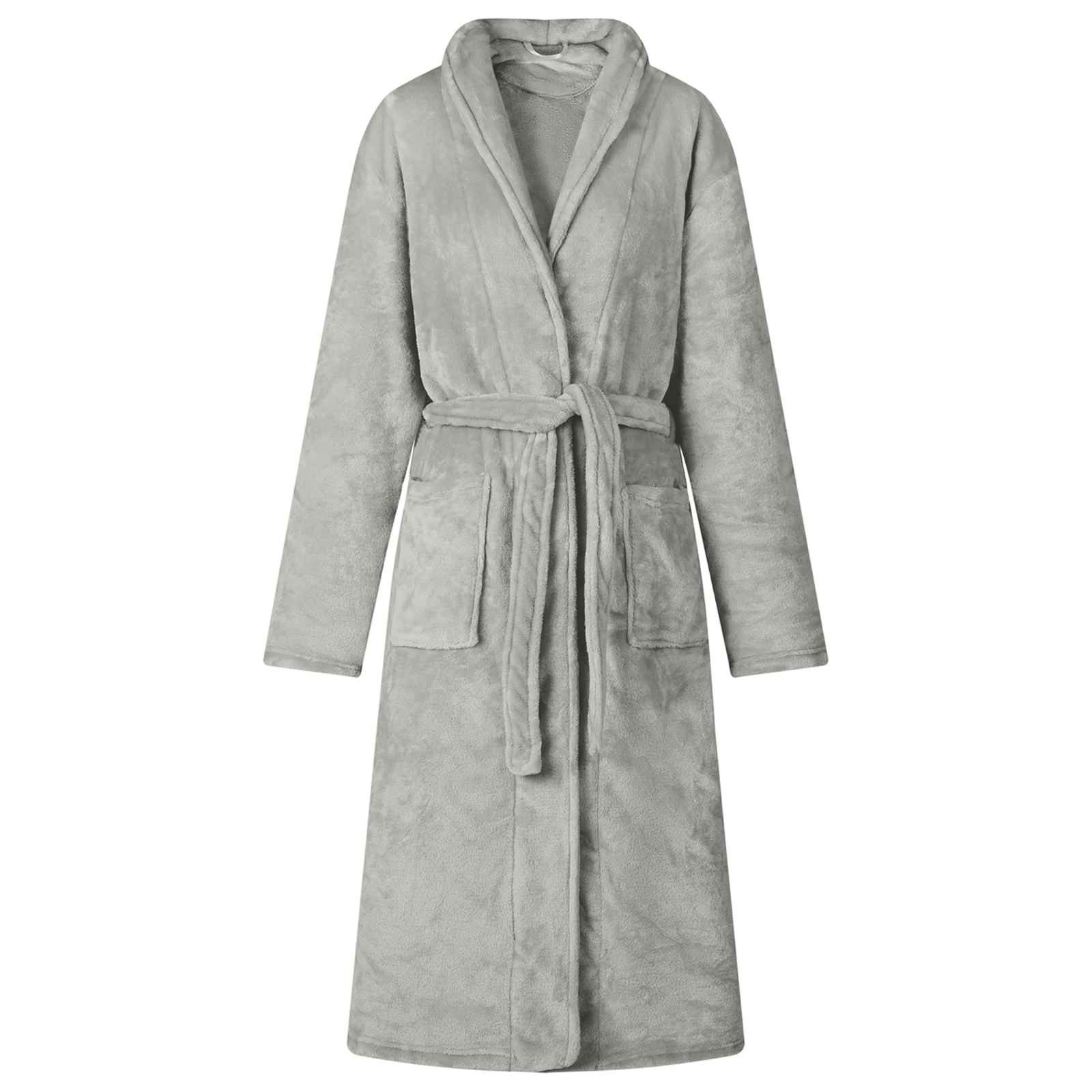 vidaXL Bademantel ohne Kapuze Grau XXXL Flanell