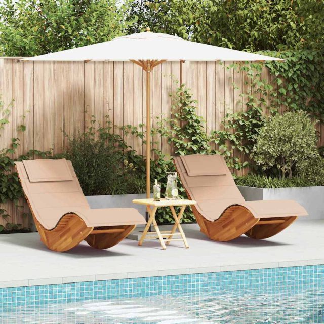 vidaXL Sonnenliege mit Kissen 2-Person 2 pcs Braun Massivholz Akazie