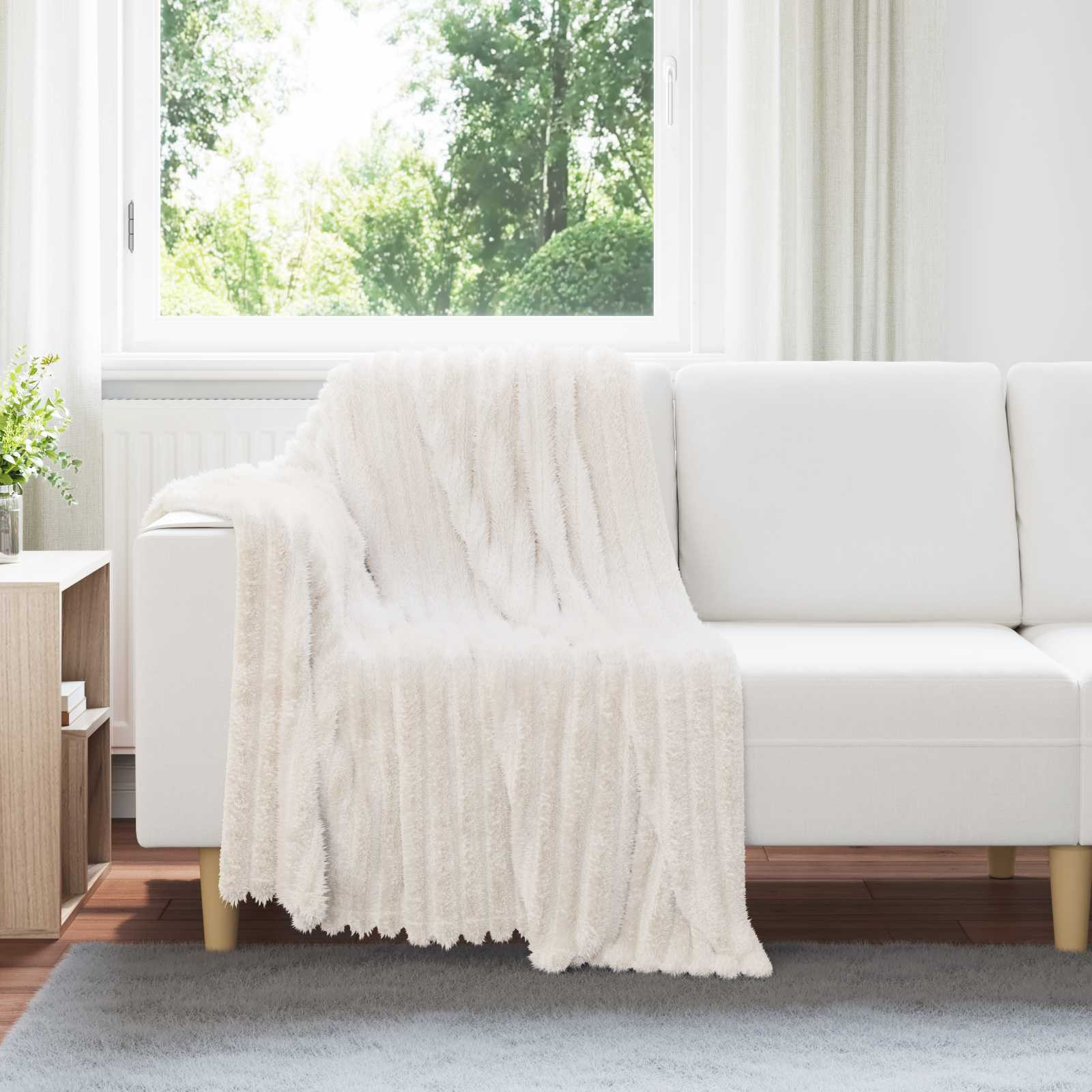 vidaXL Überwurfdecke Creme 150 x 130 cm Fleece