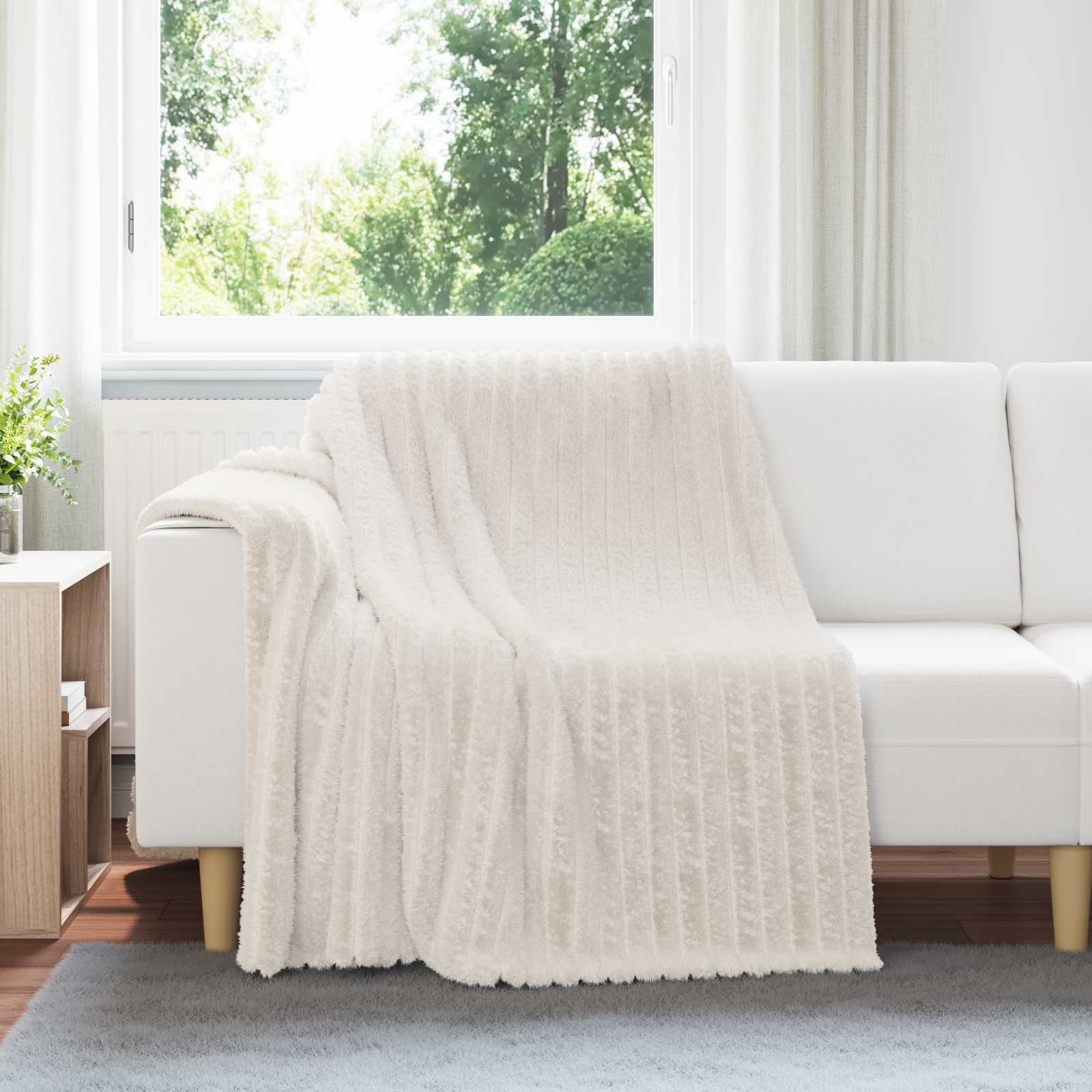 vidaXL Überwurfdecke Creme 200 x 150 cm Fleece