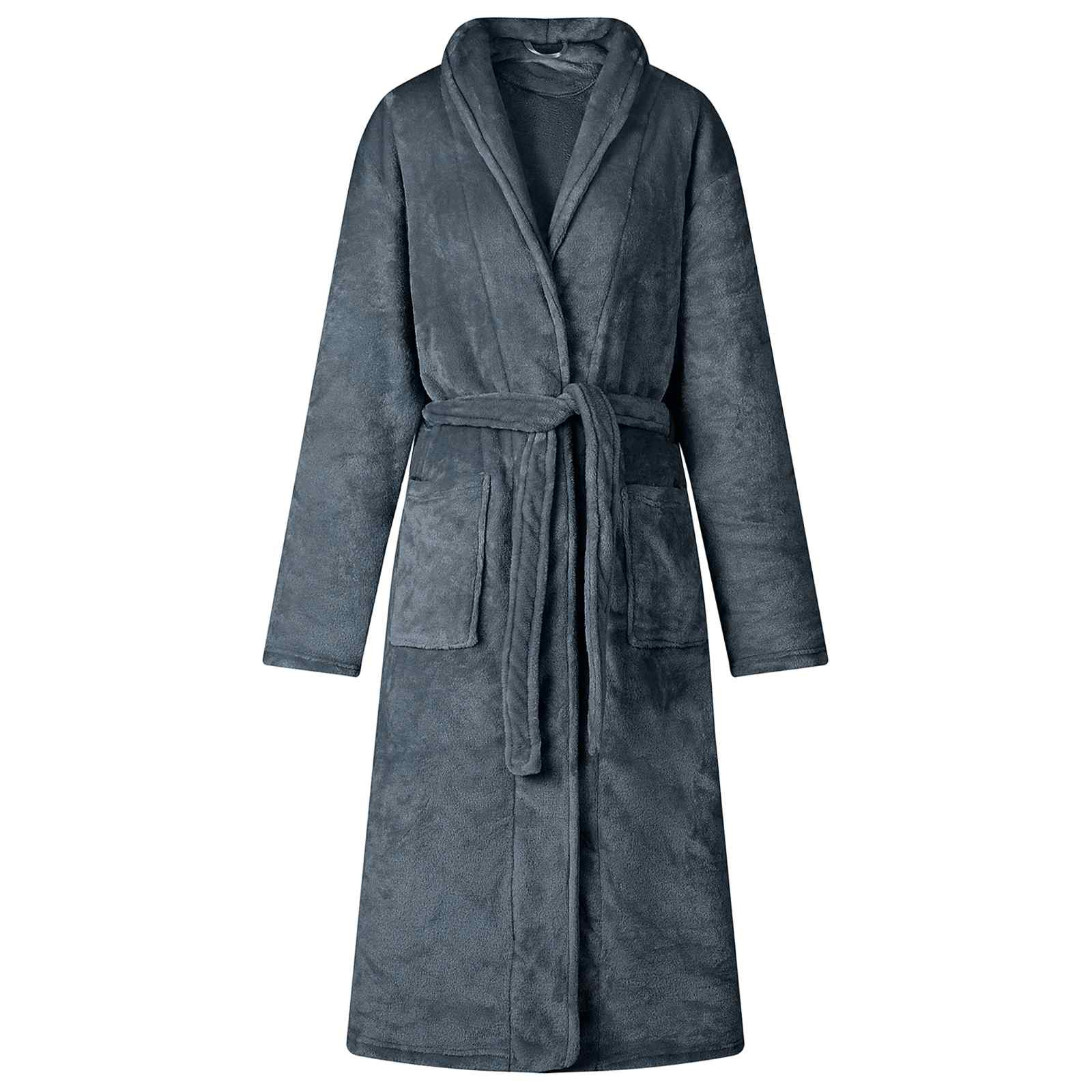 vidaXL Bademantel ohne Kapuze Marineblau XL Flanell