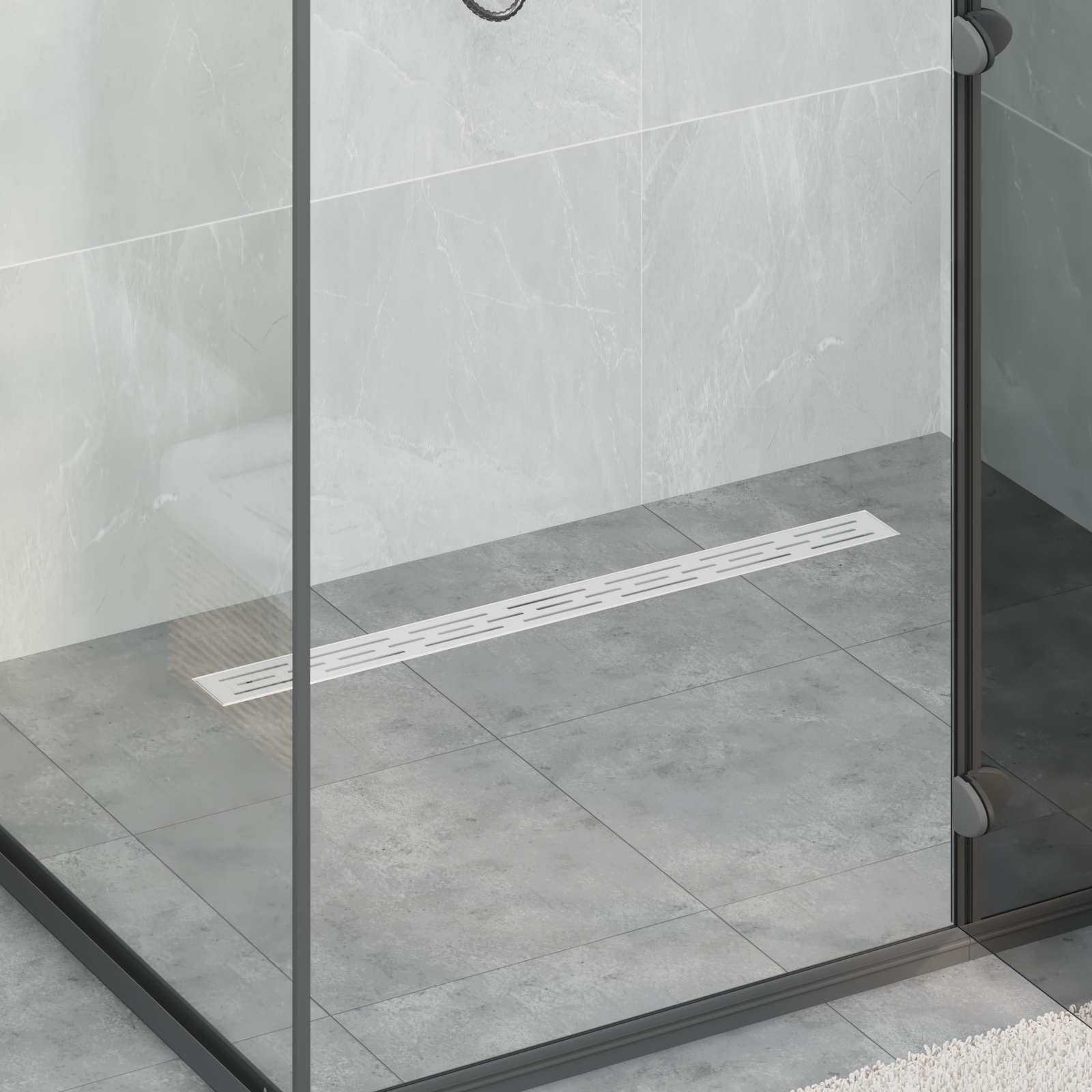 vidaXL Duschabfluss mit Glashülle und 360° Siphon Silber 80 cm