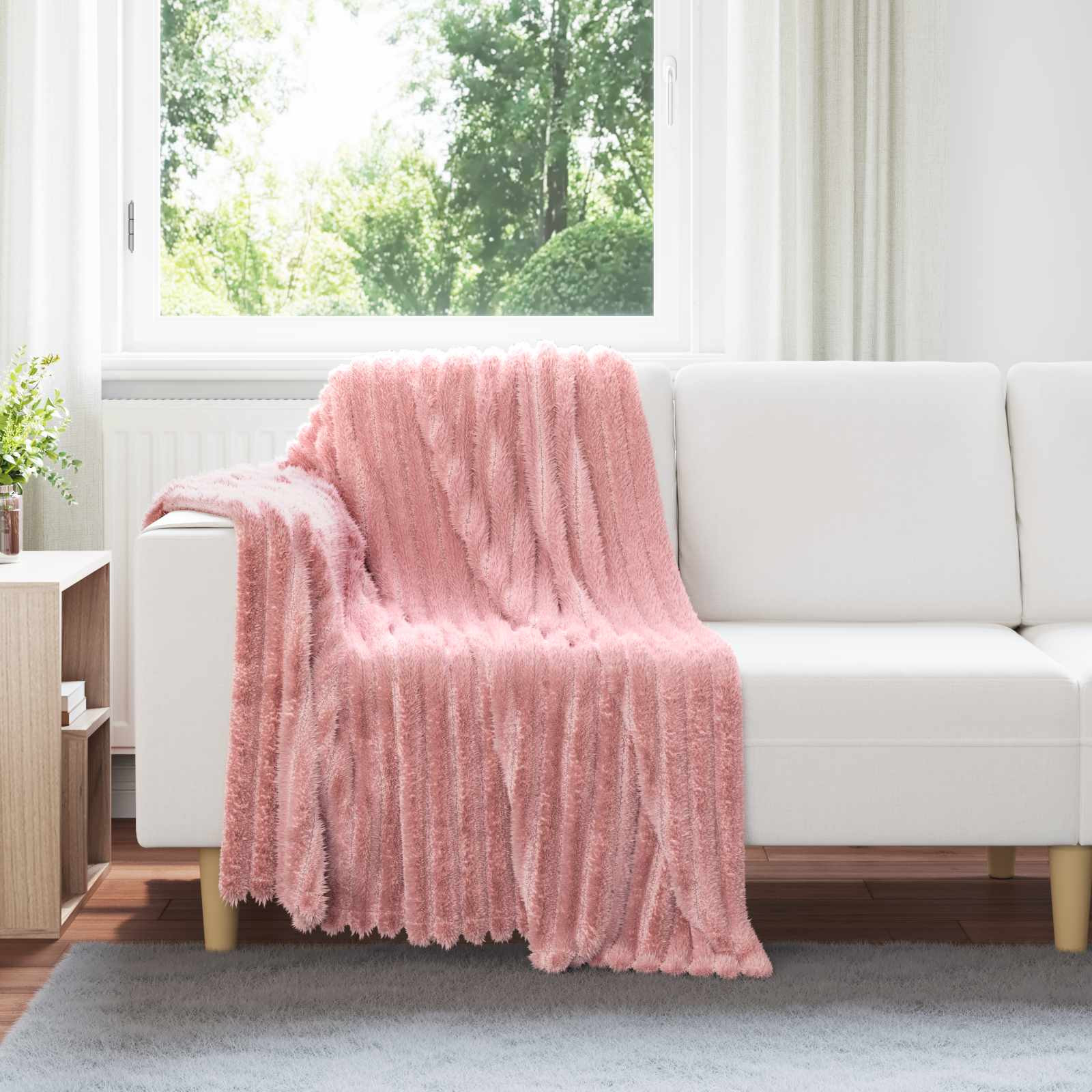 vidaXL Überwurfdecke Rosa 150 x 130 cm Fleece