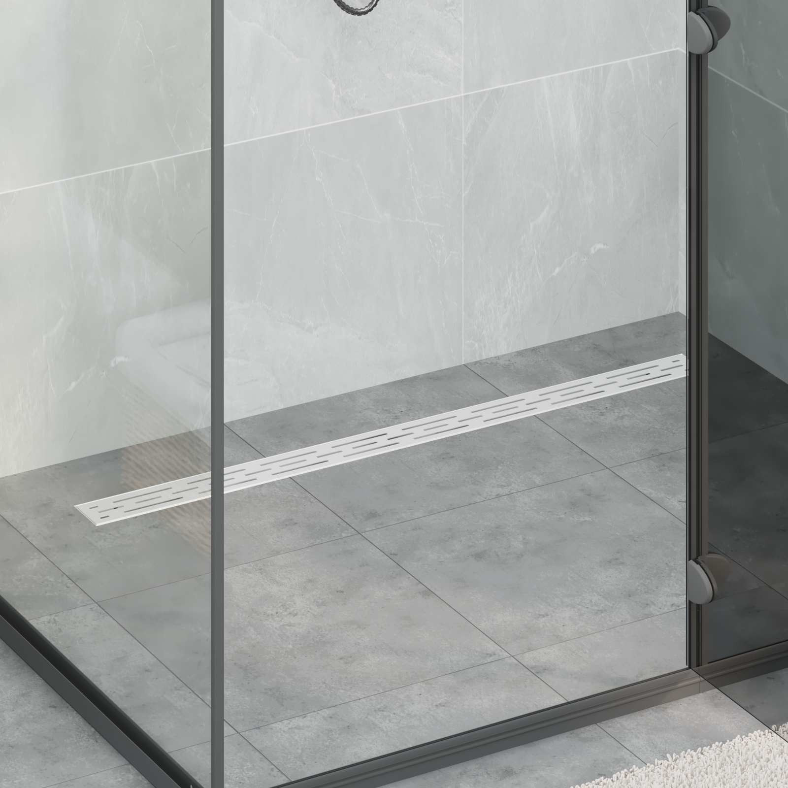 vidaXL Duschabfluss mit Glashülle und 360° Siphon Silber 100 cm