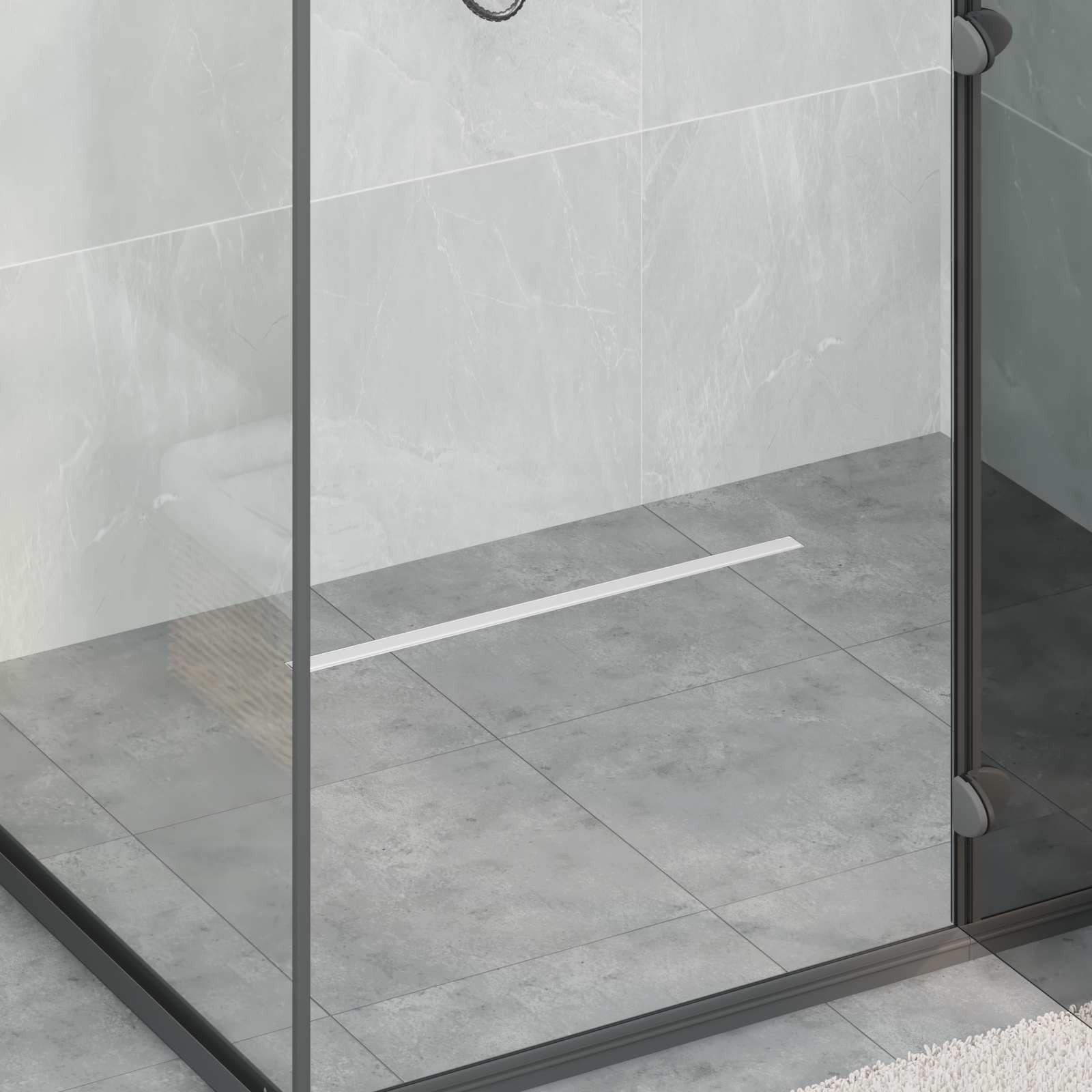 vidaXL 360° Duschablauf mit slim Modell Silber 60 cm Edelstahl 304