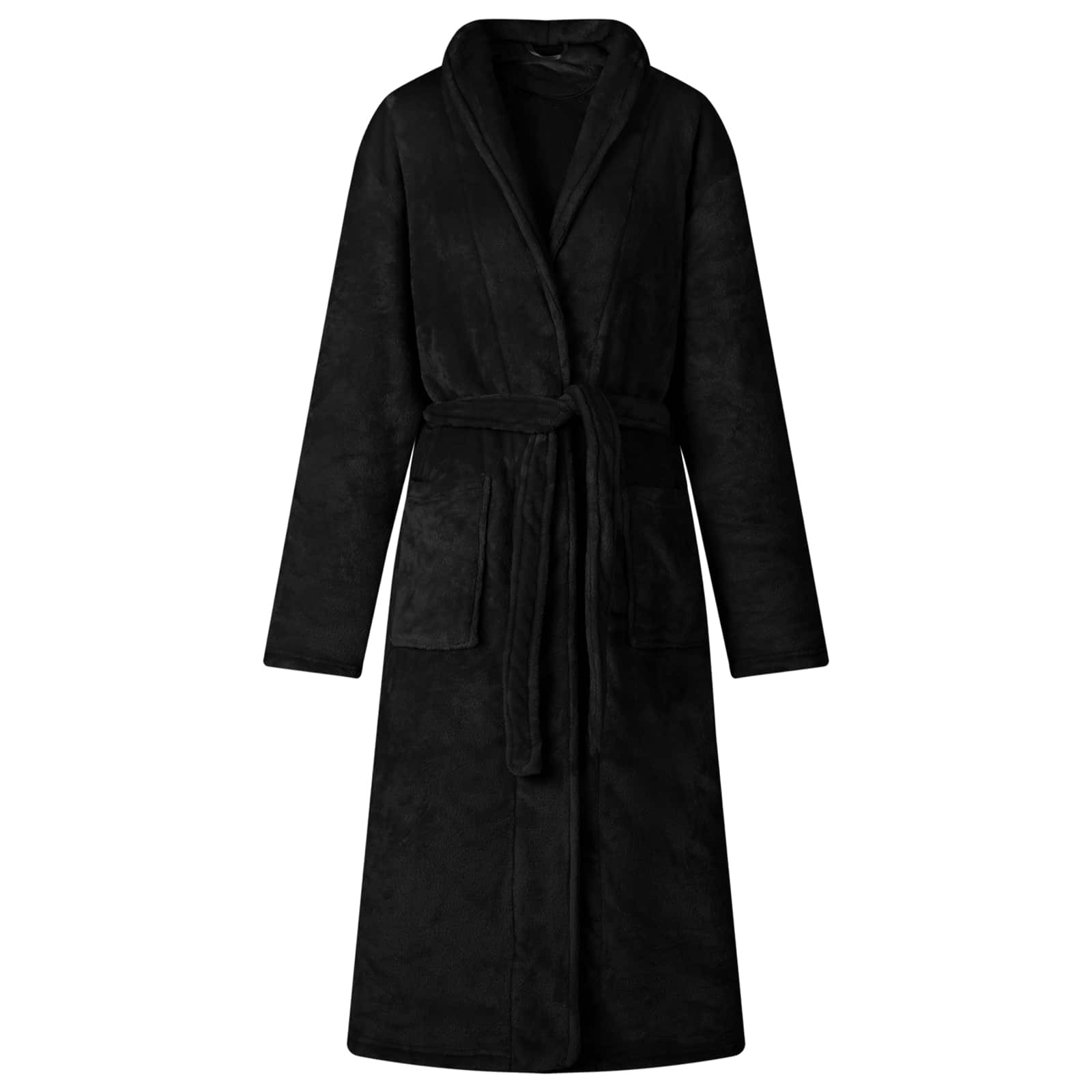 vidaXL Bademantel ohne Kapuze Schwarz XL Flanell