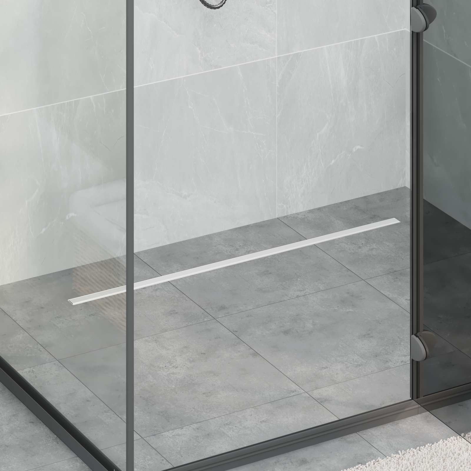 vidaXL 360° Duschablauf mit slim Modell Silber 90 cm Edelstahl 304