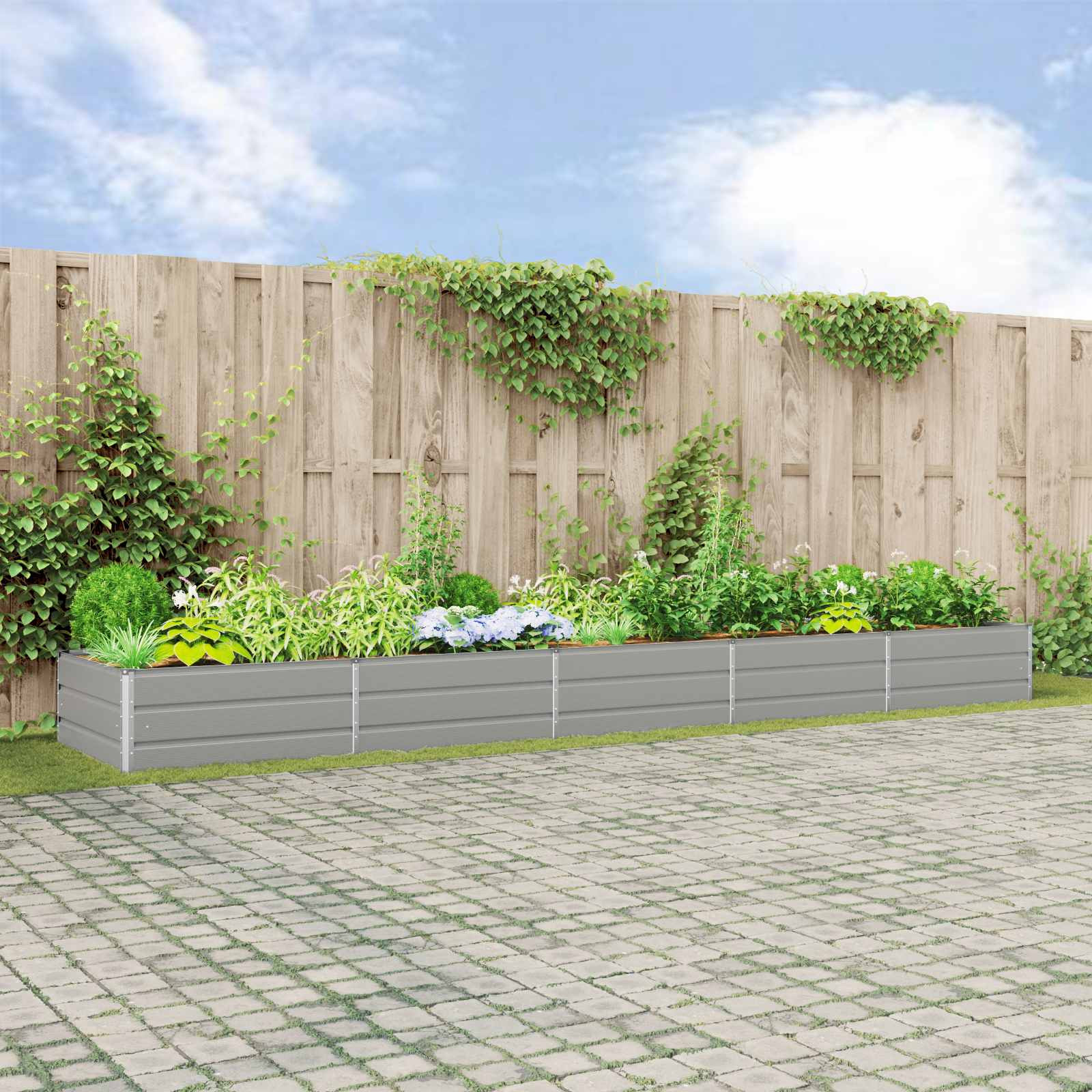 vidaXL Pflanzkübel Hellgrau 480 x 100 x 45 cm Verzinkter Stahl