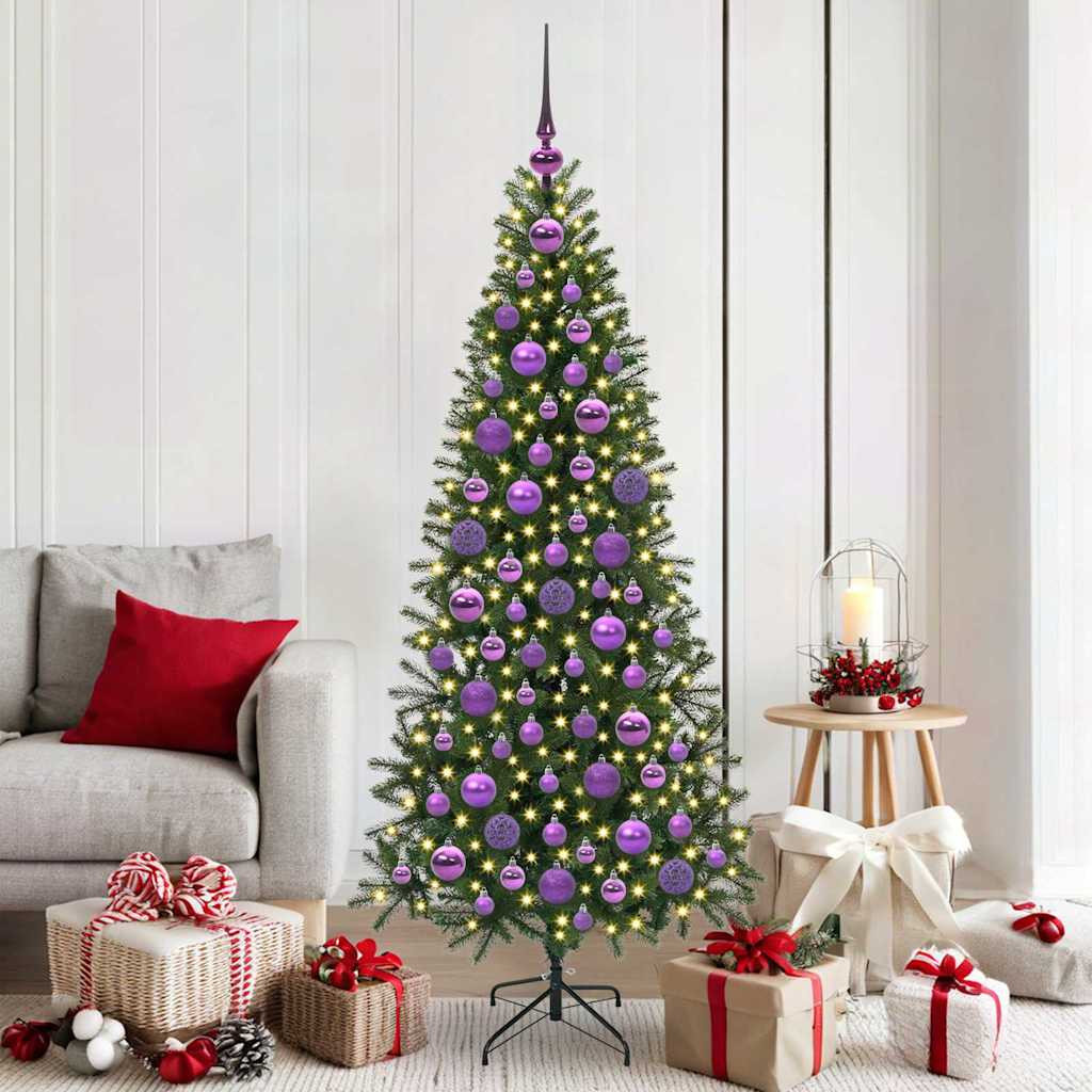 vidaXL Weihnachtskugel-Set mit 300 LEDs 120 pcs Lila Kunststoff