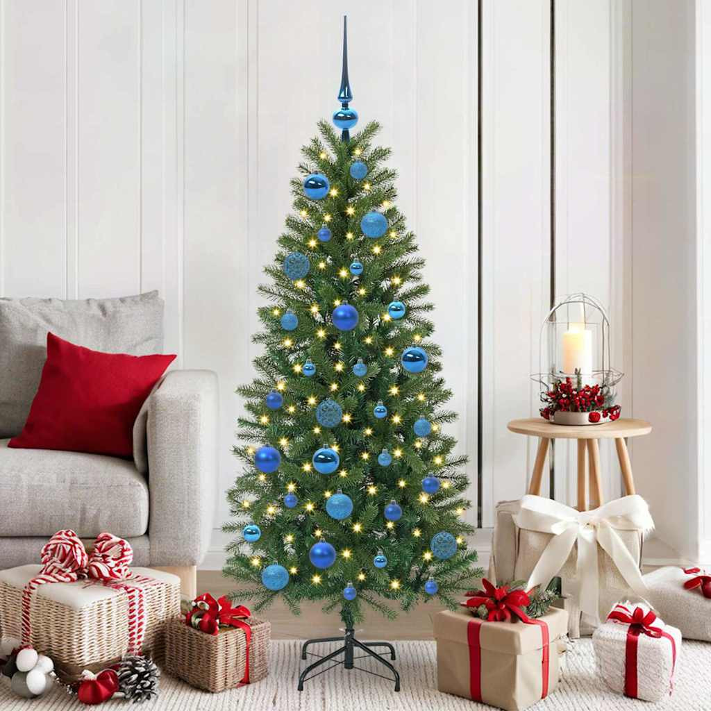 vidaXL Weihnachtskugel-Set mit 150 LEDs 61 pcs Blau Kunststoff